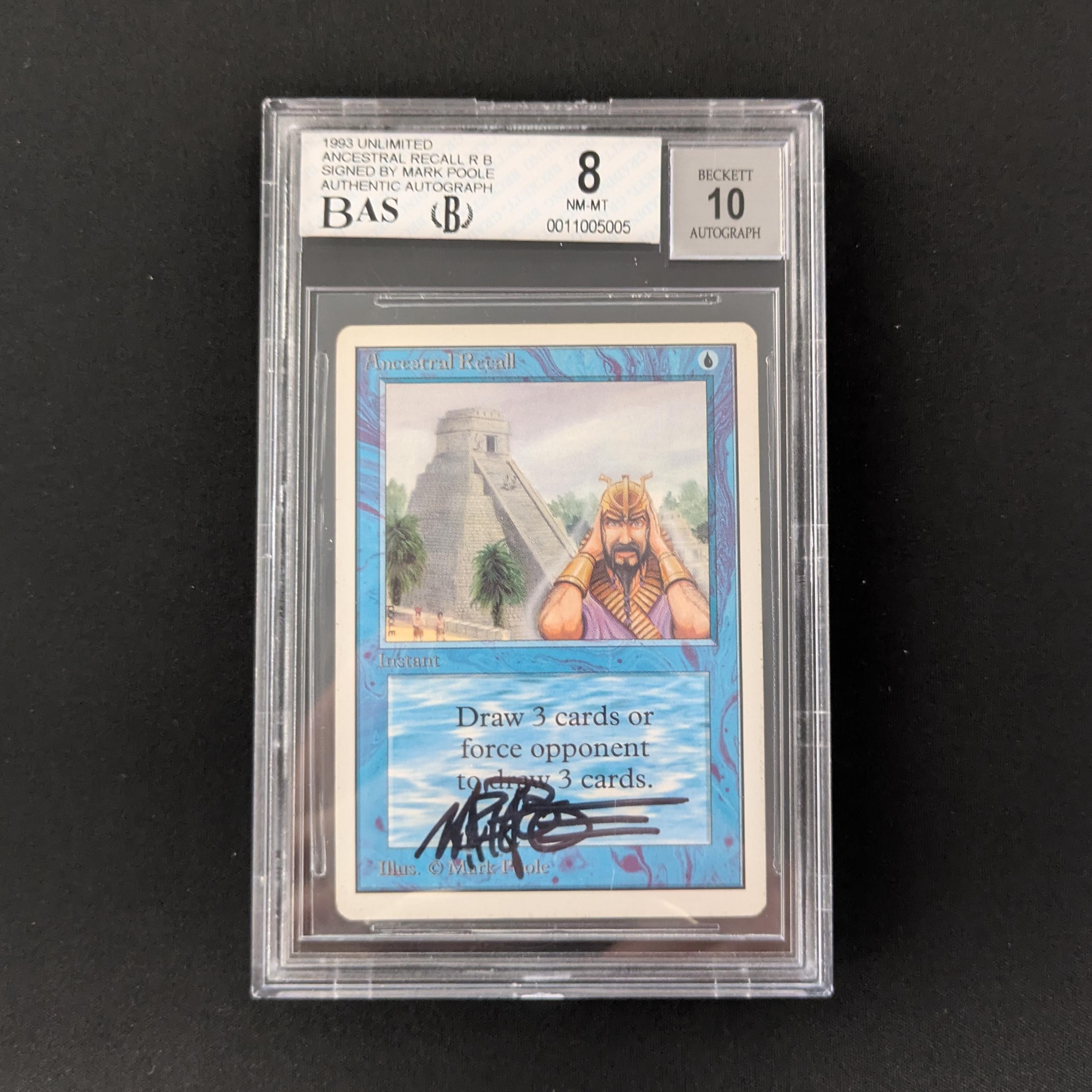 MTG Singles - Ancestral Recall - Unlimited - BGS 8 - SIGNED - 26115