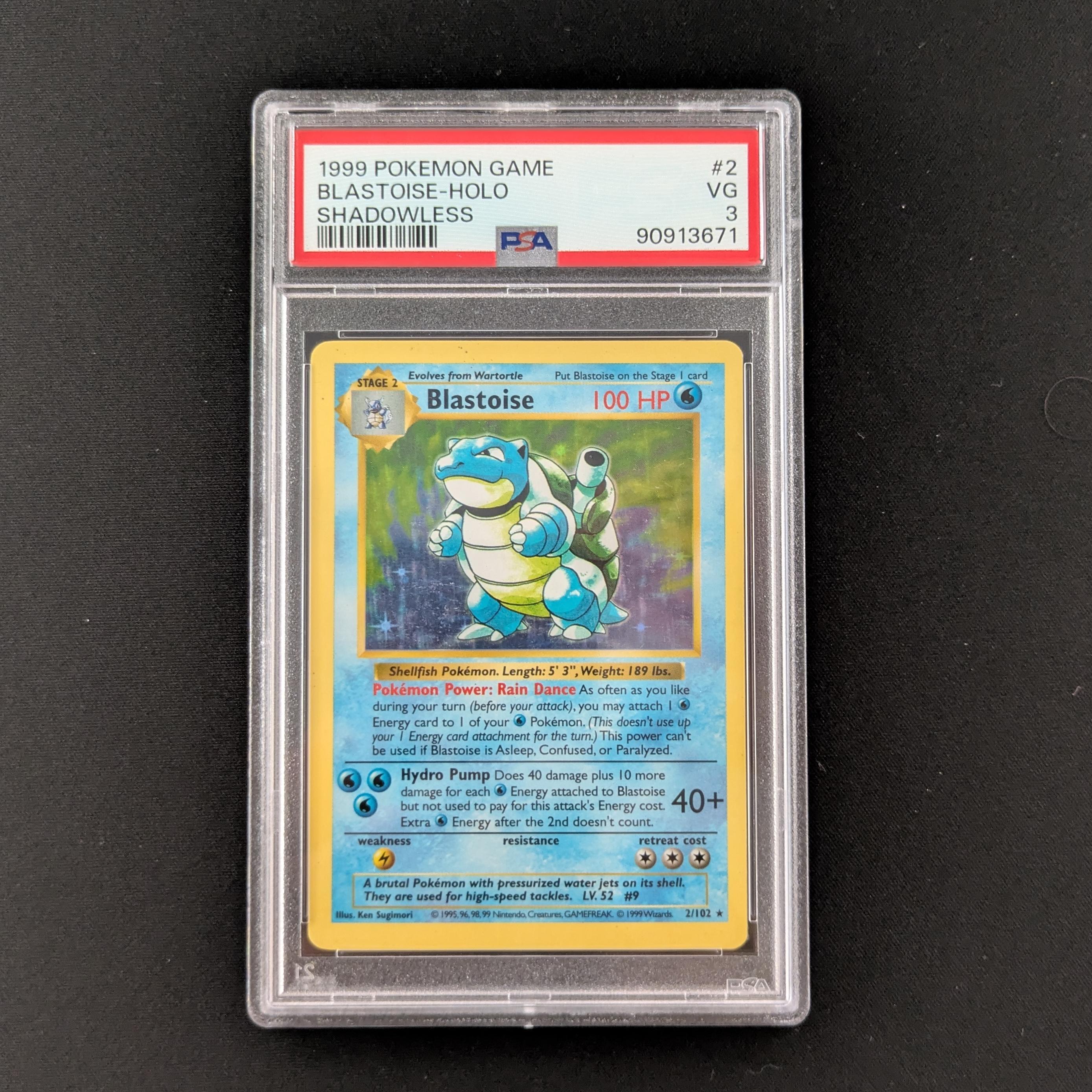 PTCG Singles - Blastoise (Shadowless) (BS 2) - Base Set - English - PSA 3 - 26729