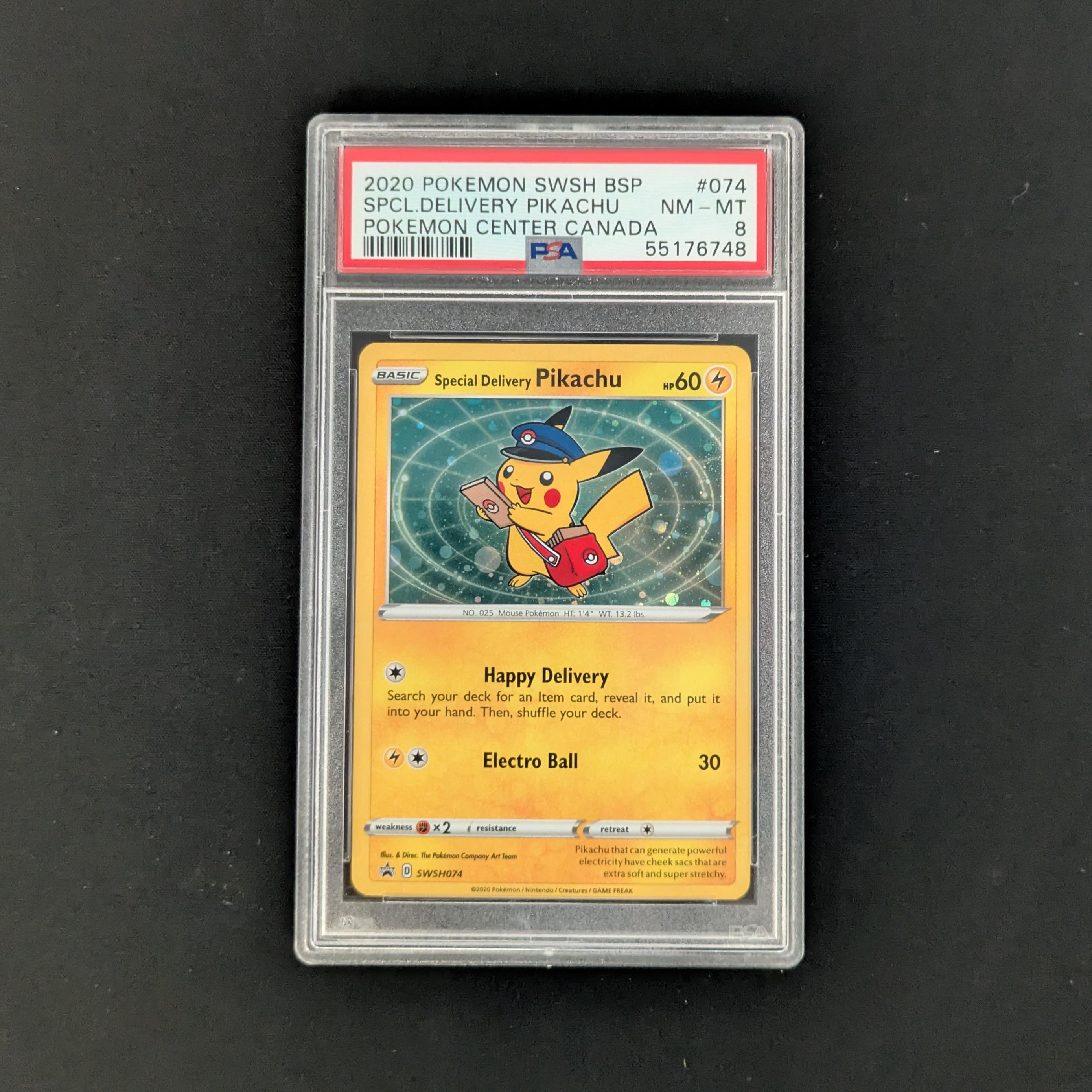 PTCG Singles - Special Delivery Pikachu (SWSH 74) - SWSH Black Star Promos - English - PSA 8 - 27535