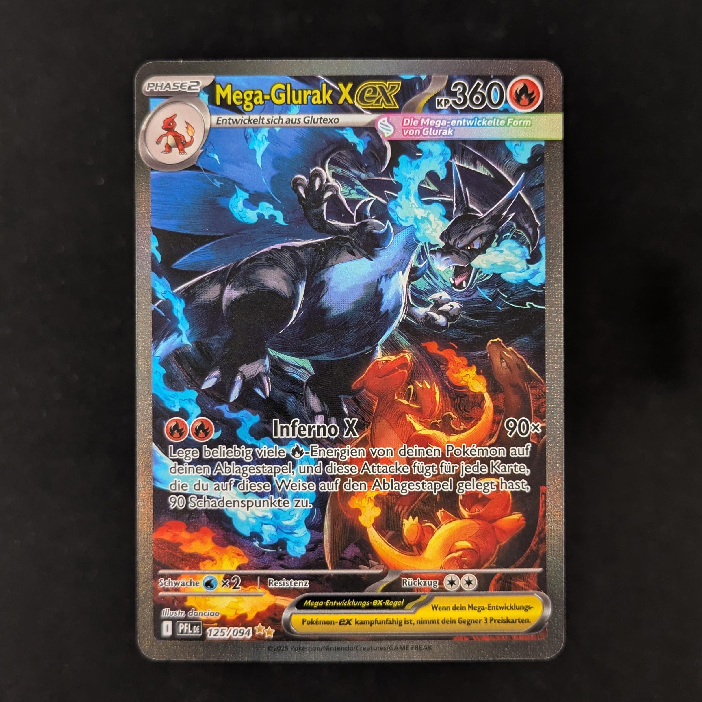 PTCG Singles - Mega Charizard X ex (PFL 125) - Phantasmal Flames - German - NM - 30669