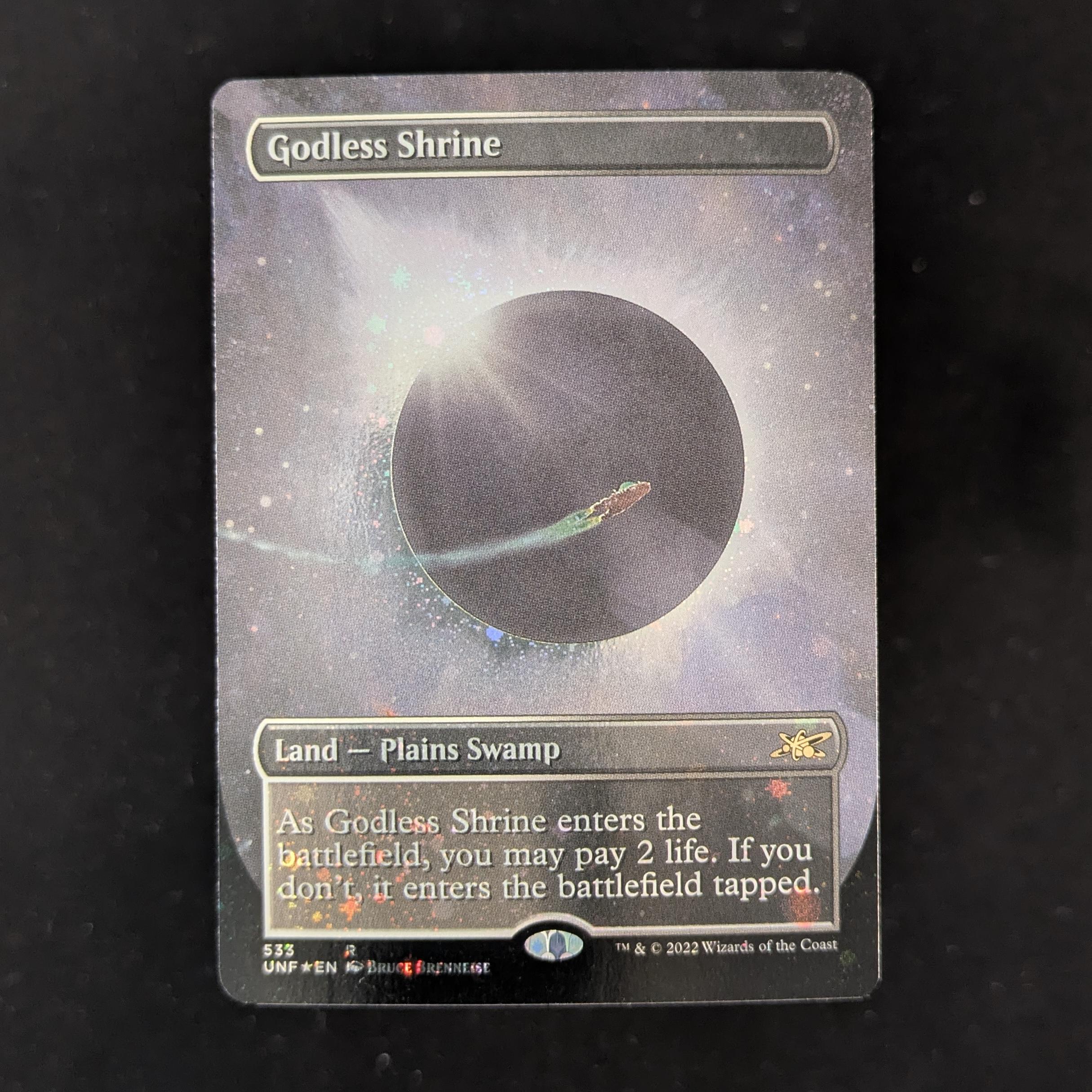 FOIL] Godless Shrine (Borderless) (Galaxy Foil) - Unfinity: Extras -
