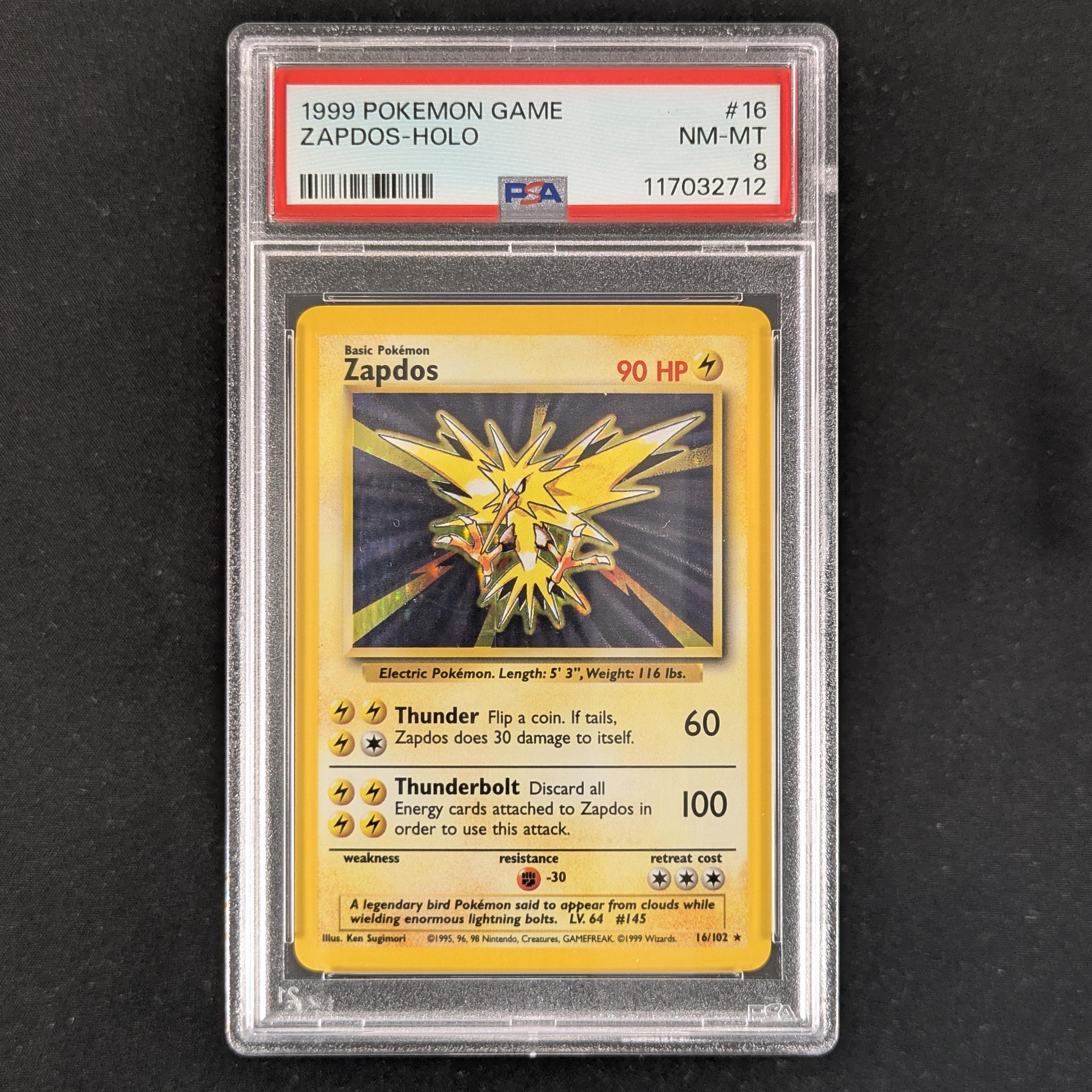 PTCG Singles - Zapdos (BS 16) - Base Set - English - PSA 8 - 31078