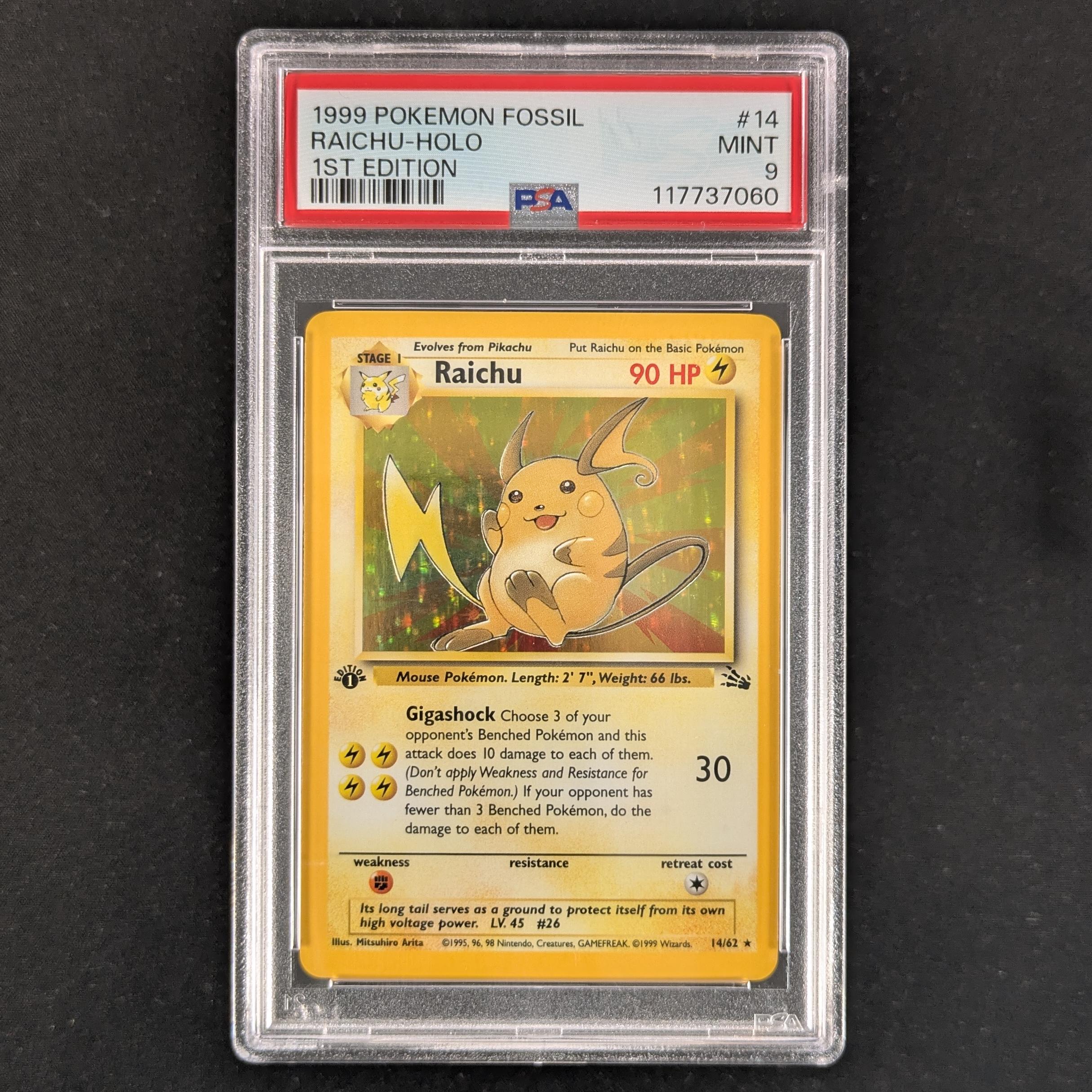 Raichu (FO 14) - Fossil - English - PSA 9 - 1ST ED