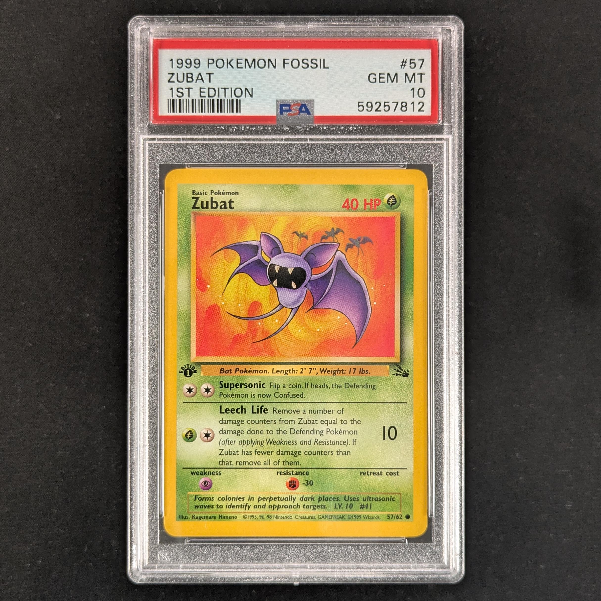 PTCG Singles - Zubat (FO 57) - Fossil - English - PSA 10 - 31083
