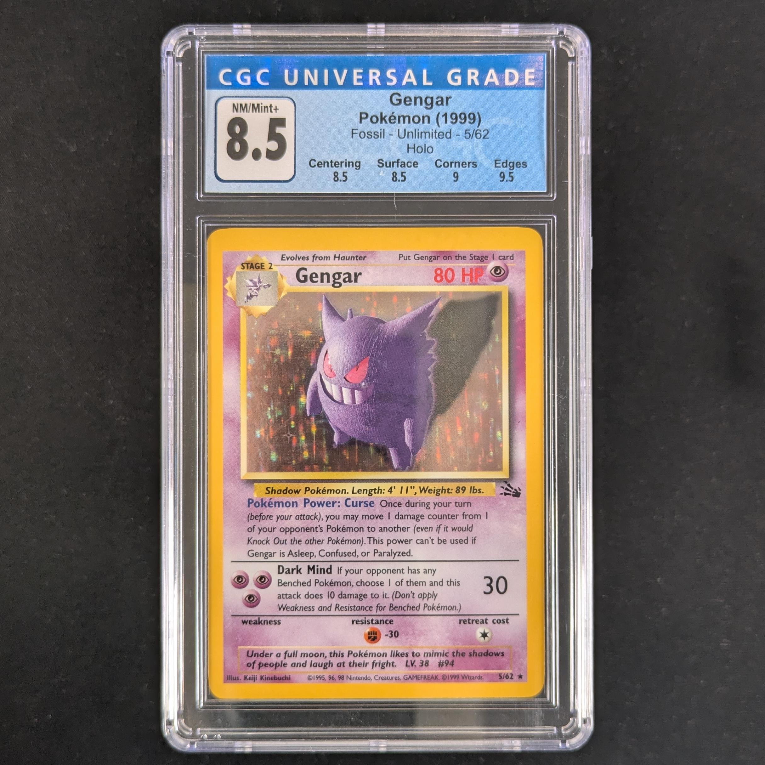 PTCG Singles - Gengar (FO 5) - Fossil - English - CGC 8.5 - 31095