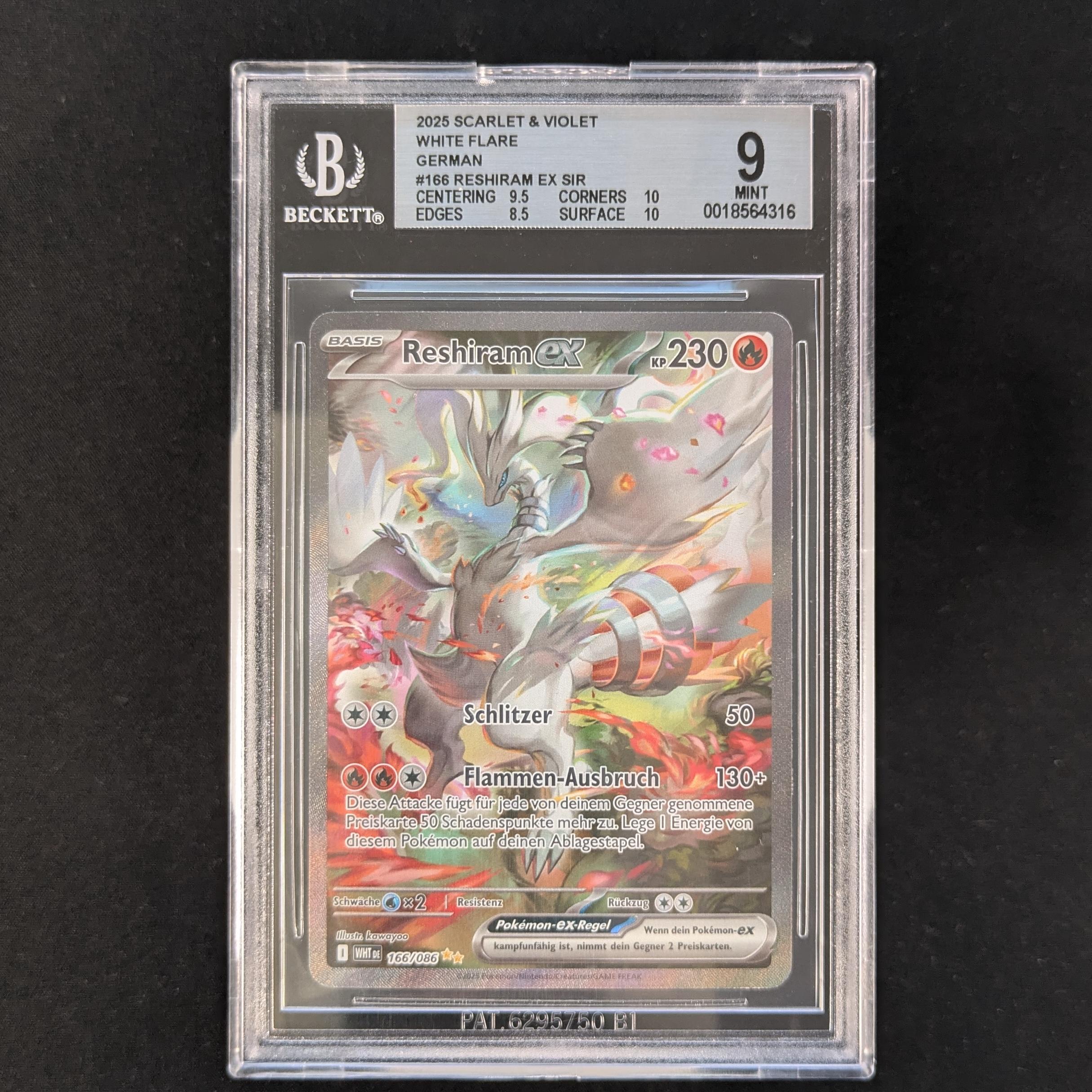 PTCG Singles - Reshiram EX (WHT 166) - White Flare - German - BGS 9 - 31122