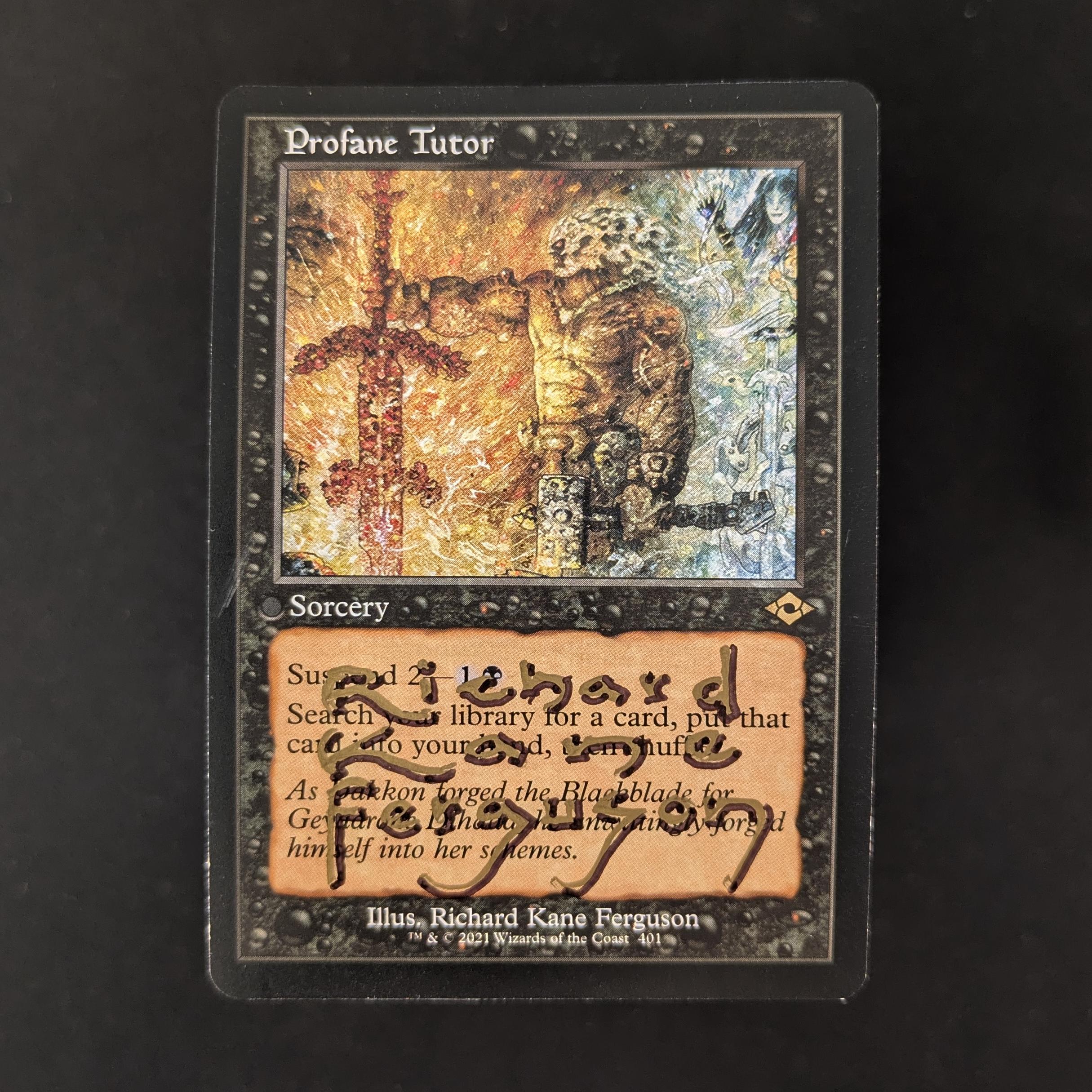 MTG Singles - Profane Tutor Set - Artist Proof - SIGNED; SKETCHED BACK -