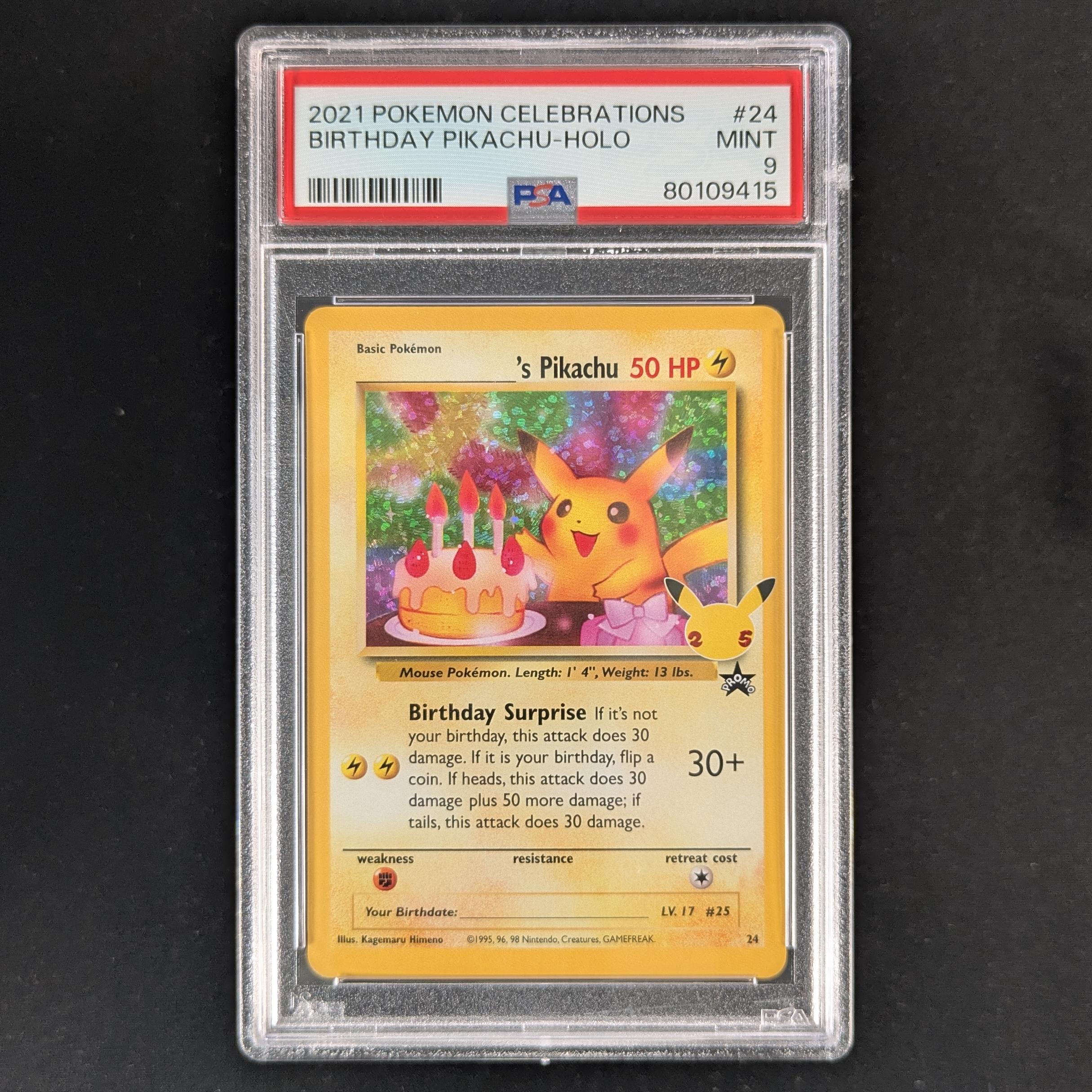 PTCG Singles - Birthday Pikachu (CEL WP 24) - - English - PSA 9 - 32486
