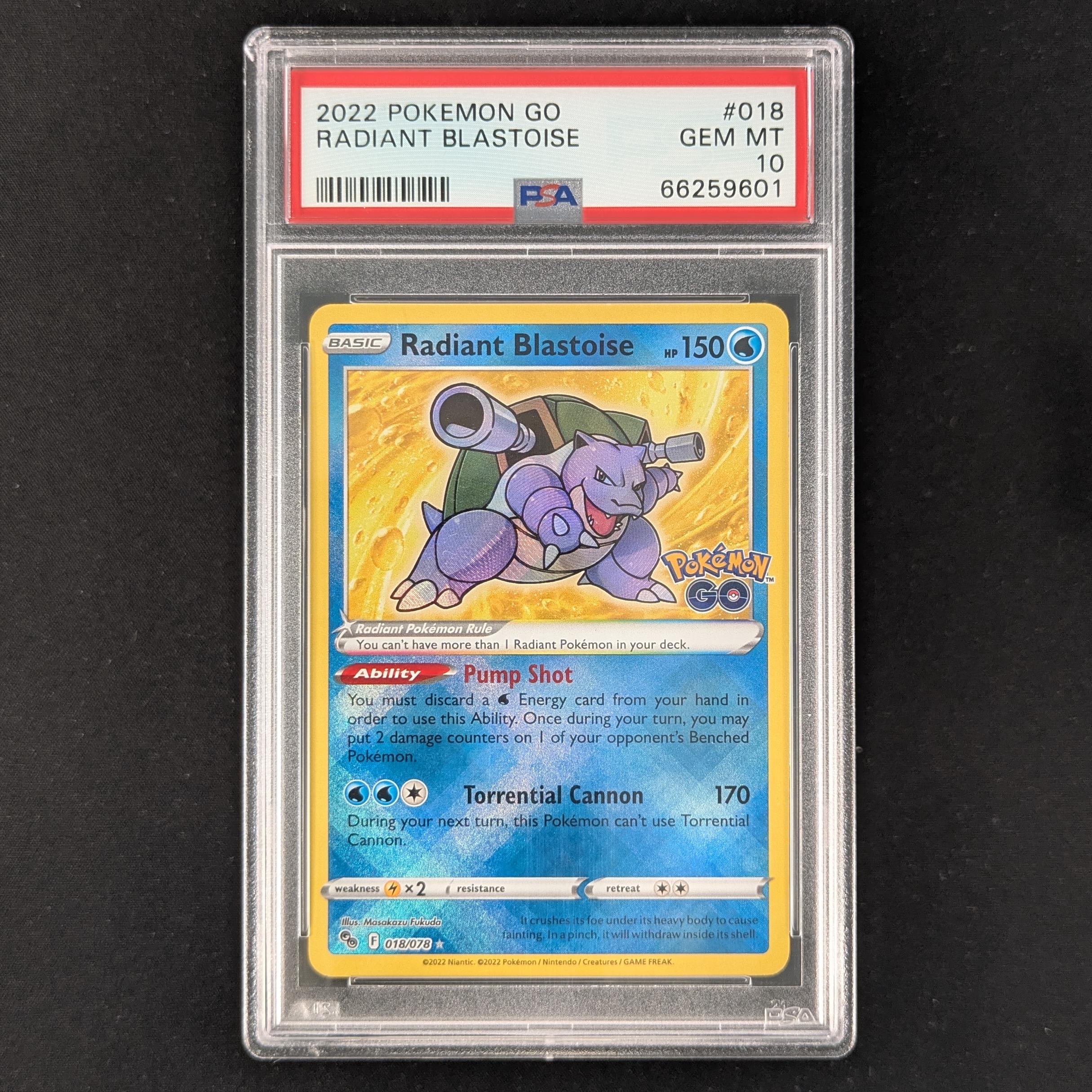 PTCG Singles - Radiant Blastoise (PGO 018) - Pokémon GO - PSA 10 -