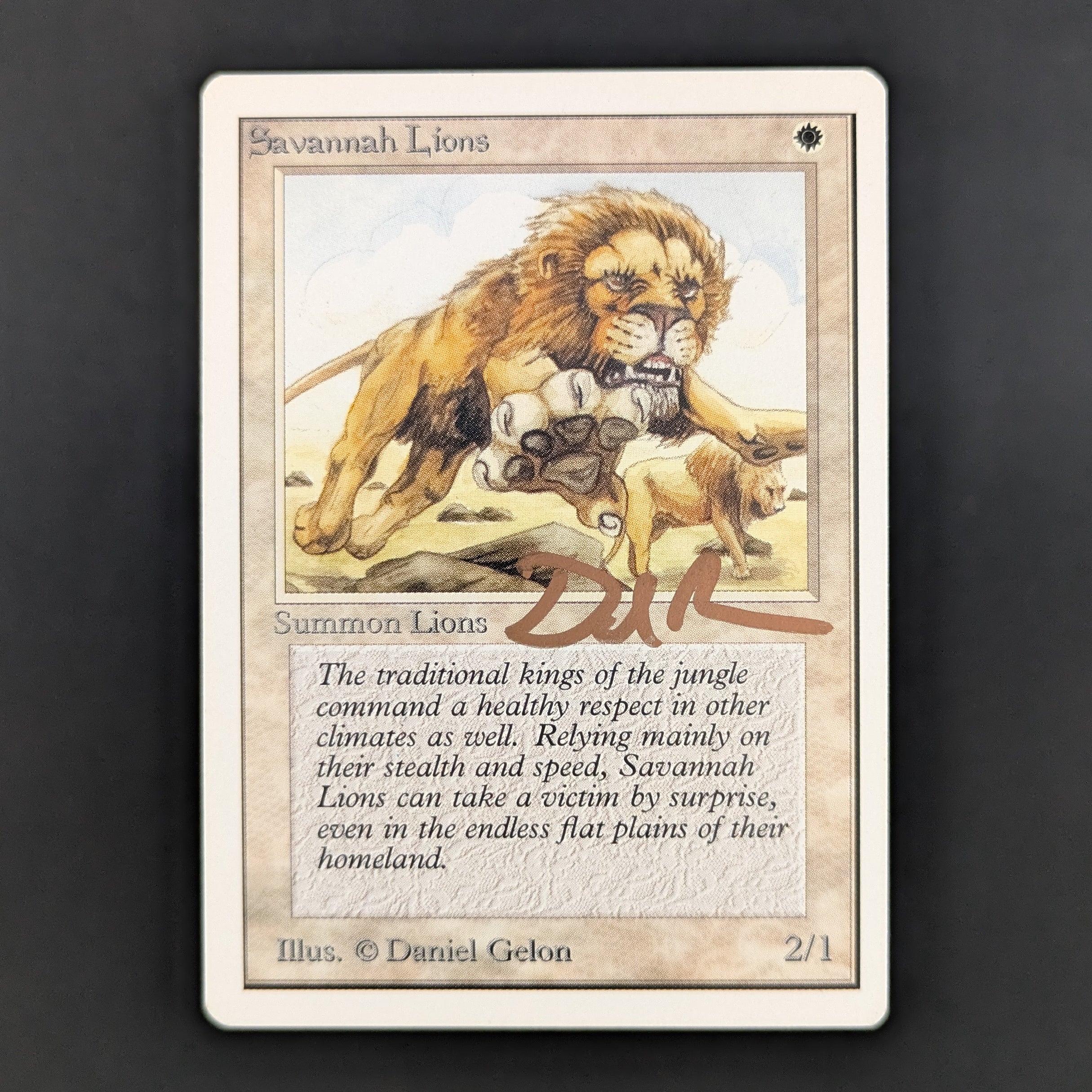 MTG Singles - Savannah Lions - Unlimited - EX - SIGNED, ROLLERLINES - 34855