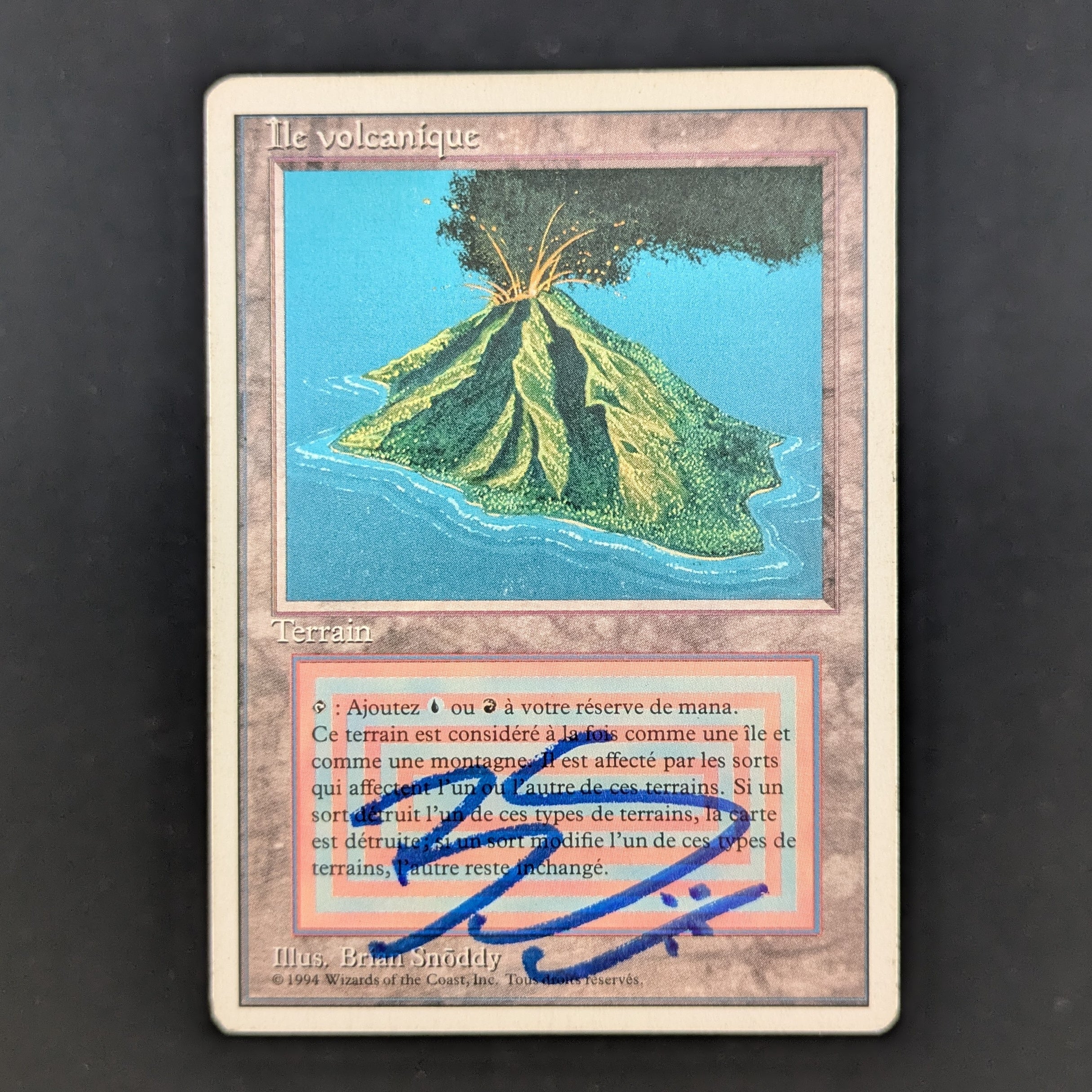MTG Singles - Volcanic Island - Foreign White Bordered - French - PL - SIGNED - 35254