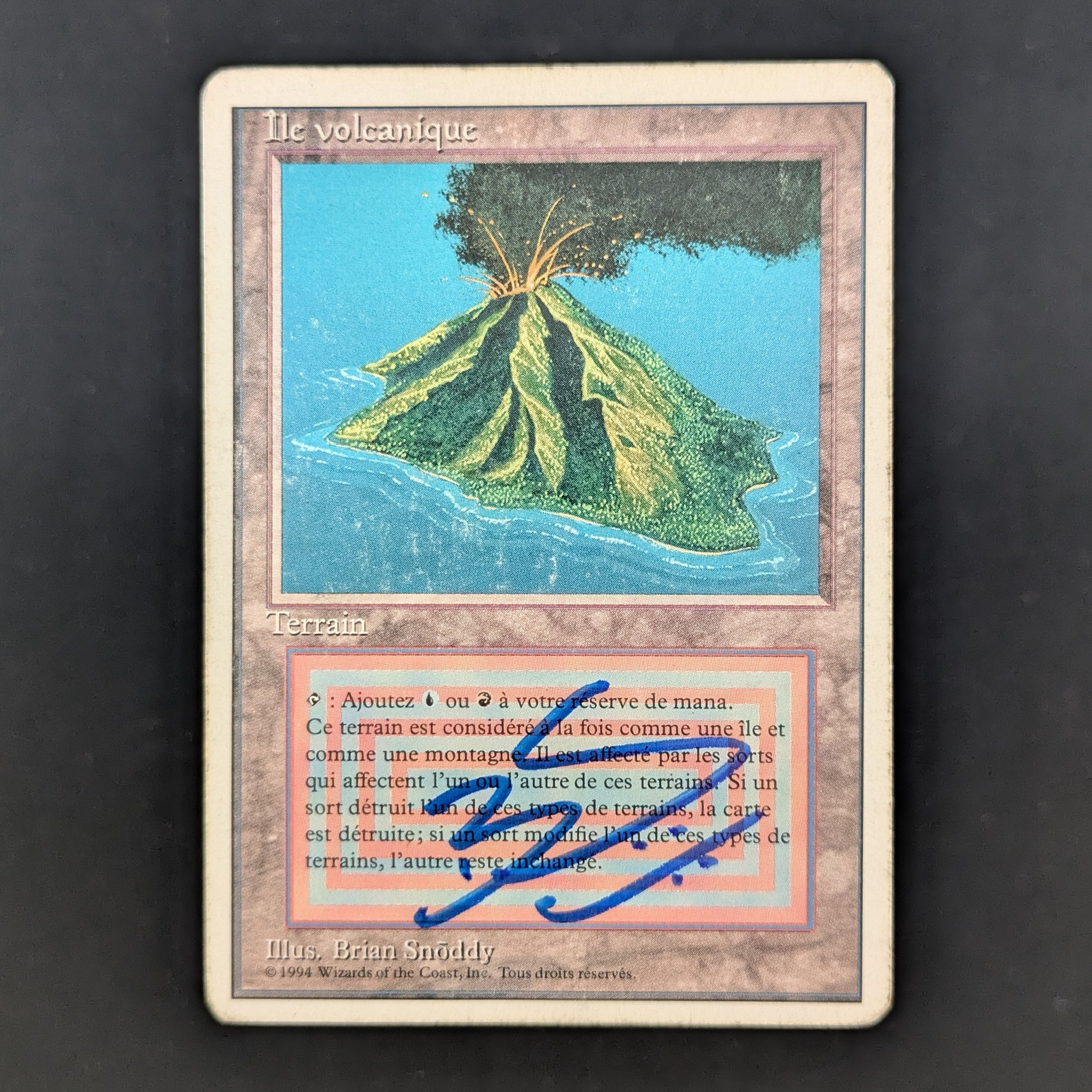 MTG Singles - Volcanic Island - Foreign White Bordered - French - PL - SIGNED - 35256