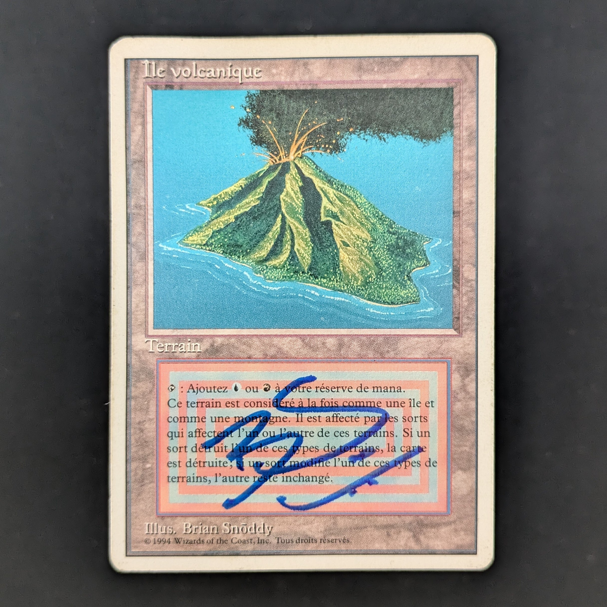 MTG Singles - Volcanic Island - Foreign White Bordered - French - PO - SIGNED - 35257