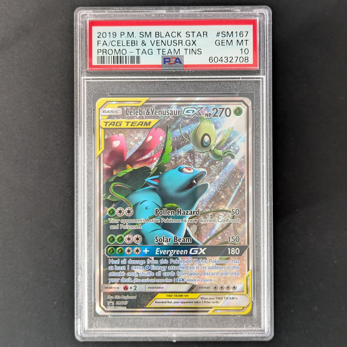 PTCG Singles - Celebi & Venusaur GX (SM 167) - SM Black Star Promos - English - PSA 10 -