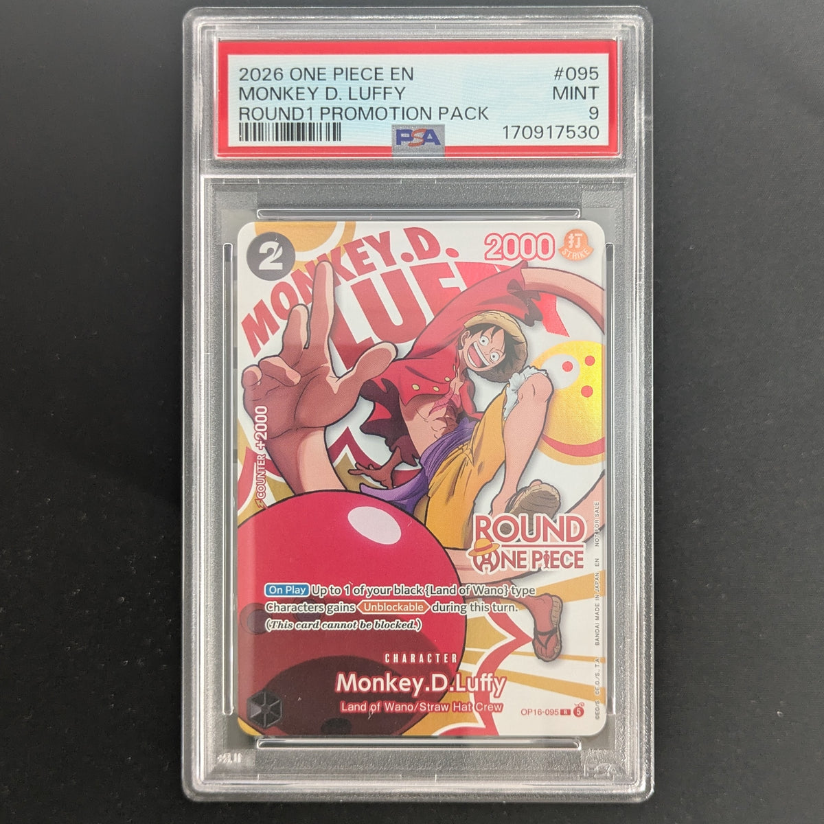 Monkey.D.Luffy (OP16-095) (V.1) - Unnumbered Promos - English - PSA 9