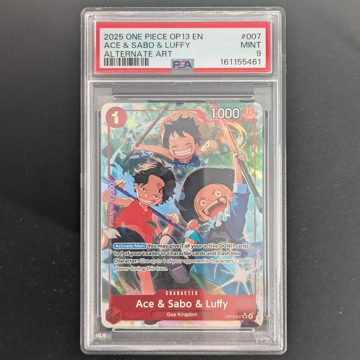 Ace & Sabo & Luffy (OP13-007) (V.2) - Carrying on his Will - English - PSA 9
