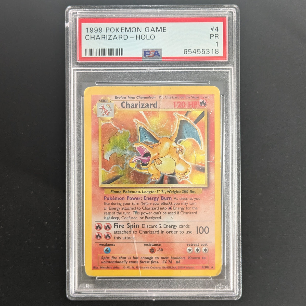 Charizard (BS 4) - Base Set - English - PSA 1