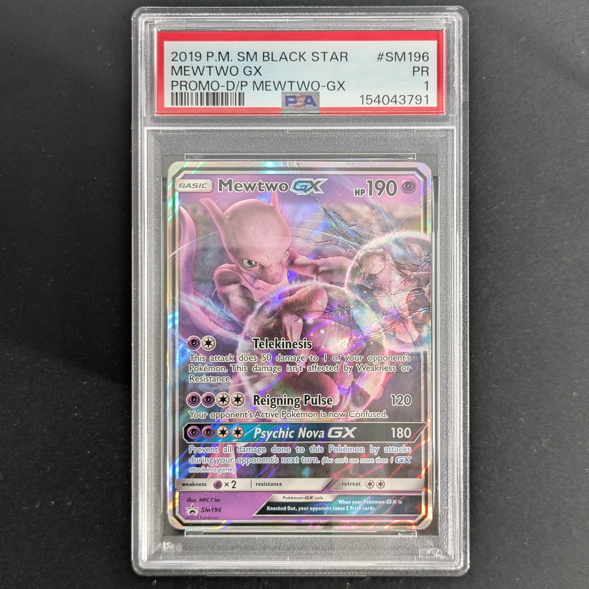 Mewtwo GX (SM 196) - SM Black Star Promos - English - PSA 1