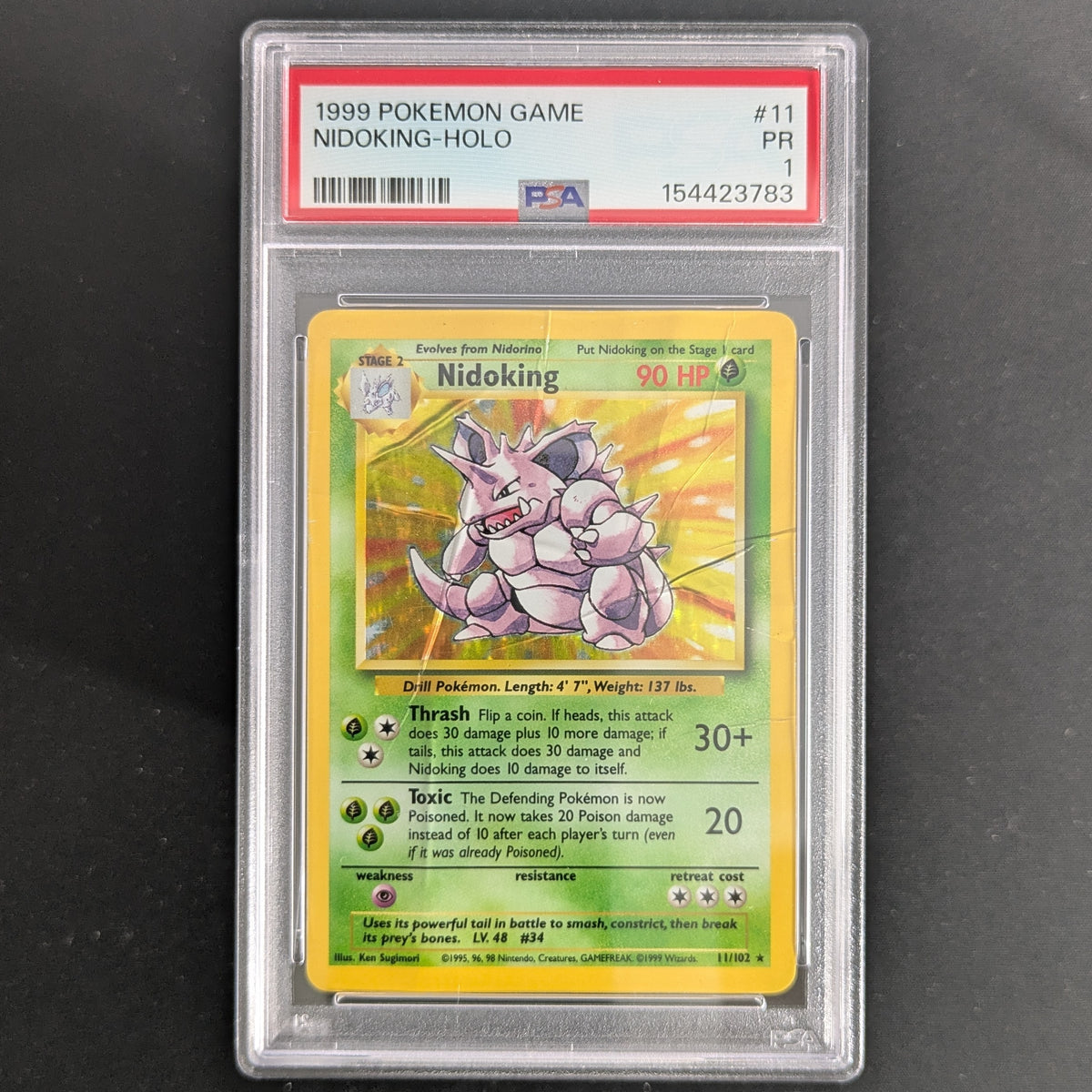 Nidoking (BS 11) - Base Set - English - PSA 1
