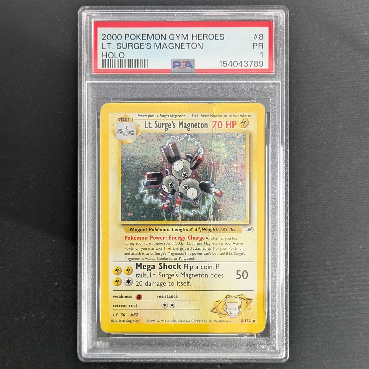 PTCG Singles - Lt. Surge's Magneton (GH 8) - Gym Heroes - English - PSA 1 -