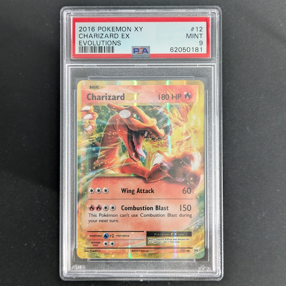 PTCG Singles - Charizard EX (EVO 12) - Evolutions - English - PSA 9 - INK ERROR -
