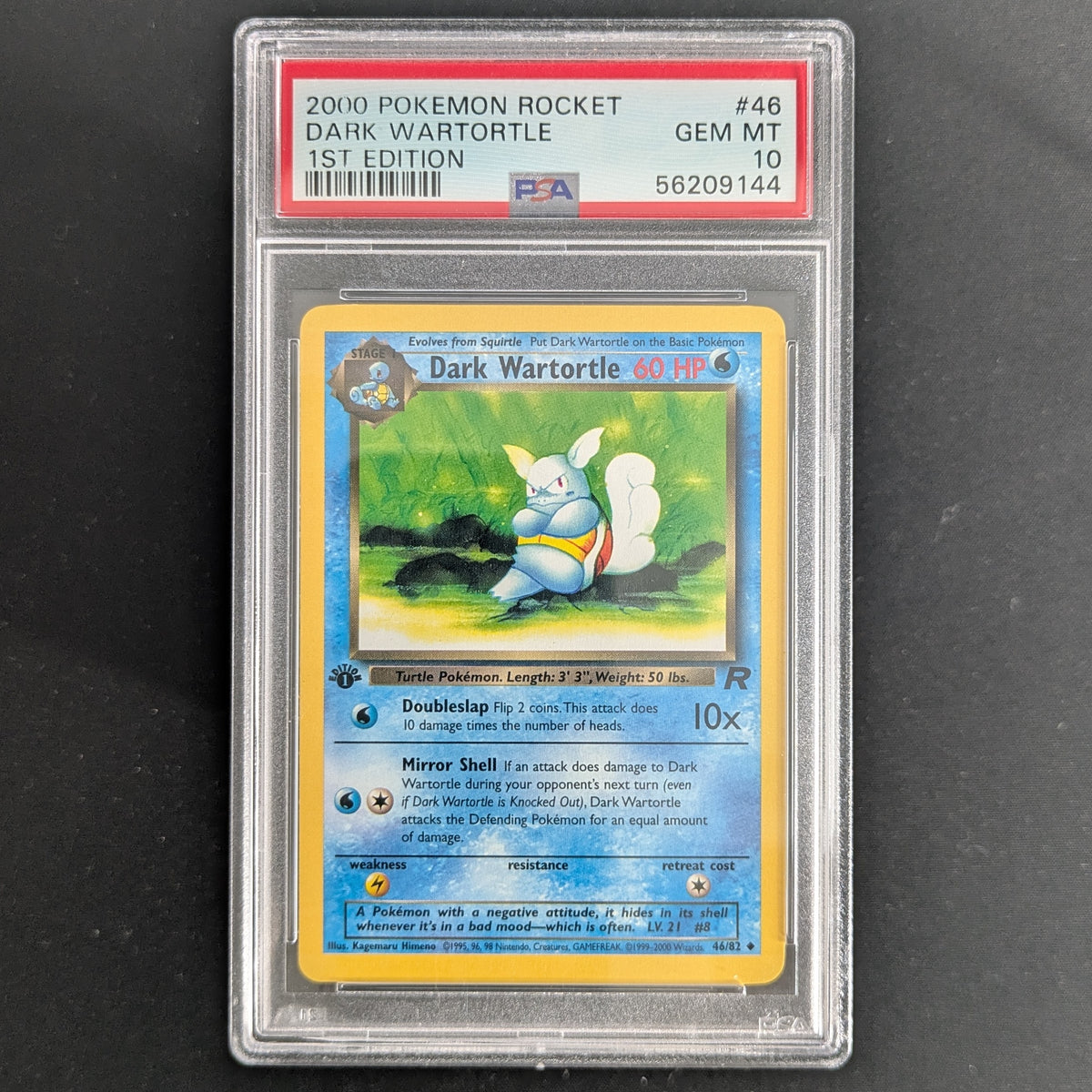 PTCG Singles - Dark Wartortle (TR 46) - Team Rocket - English - PSA 10 - 1ST EDITION -