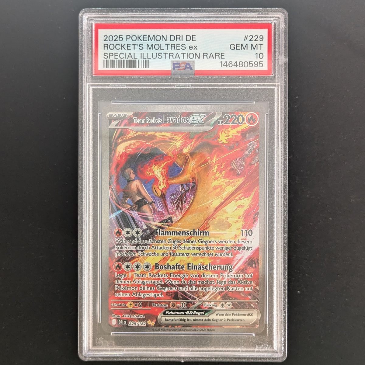 Team Rocket's Moltres ex (DRI 229) - Destined Rivals - German - PSA 10