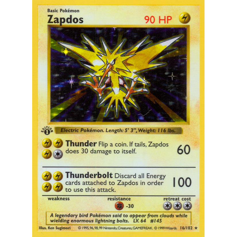 PTCG Singles - Zapdos (Shadowless) (BS 16) - Base Set -