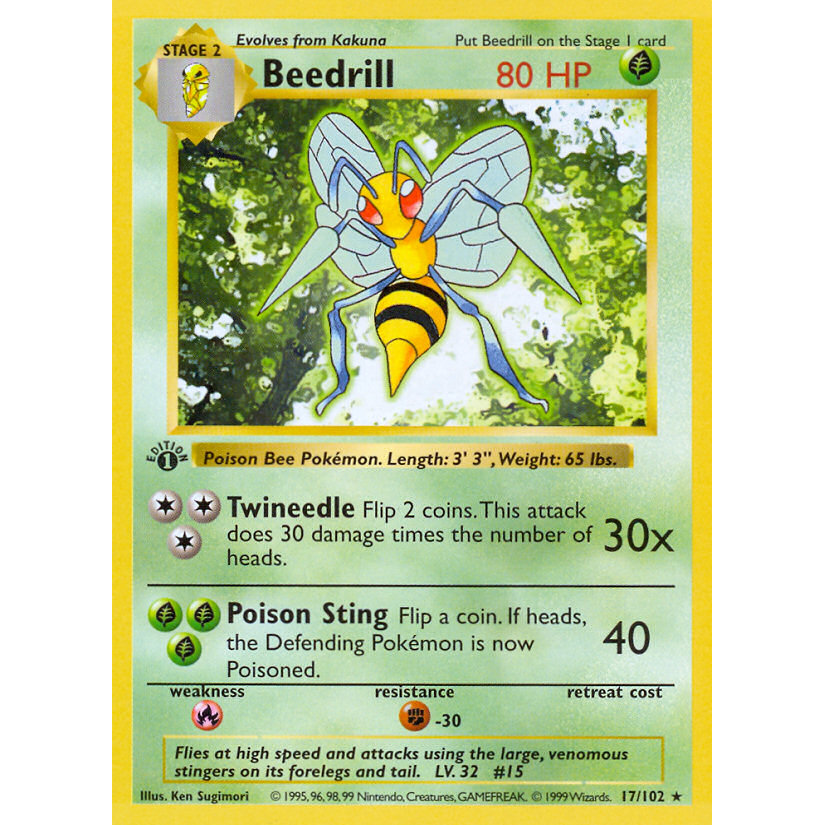 PTCG Singles - Beedrill (Shadowless) (BS 17) - Base Set -