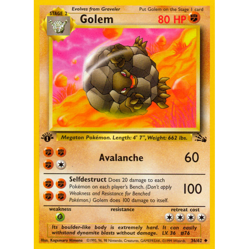 PTCG Singles - Golem (FO 36) - Fossil -