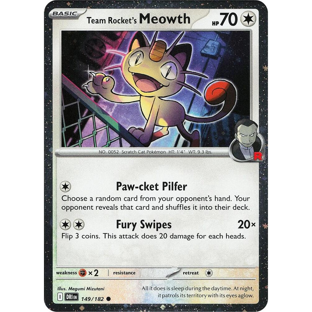 PTCG Singles - Team Rocket's Meowth (xDRI 149) - Destined Rivals: Additionals -