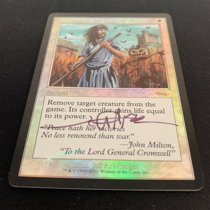 [FOIL] Swords to Plowshares - Friday Night Magic Promos - GD, SIGNED, ALTERED