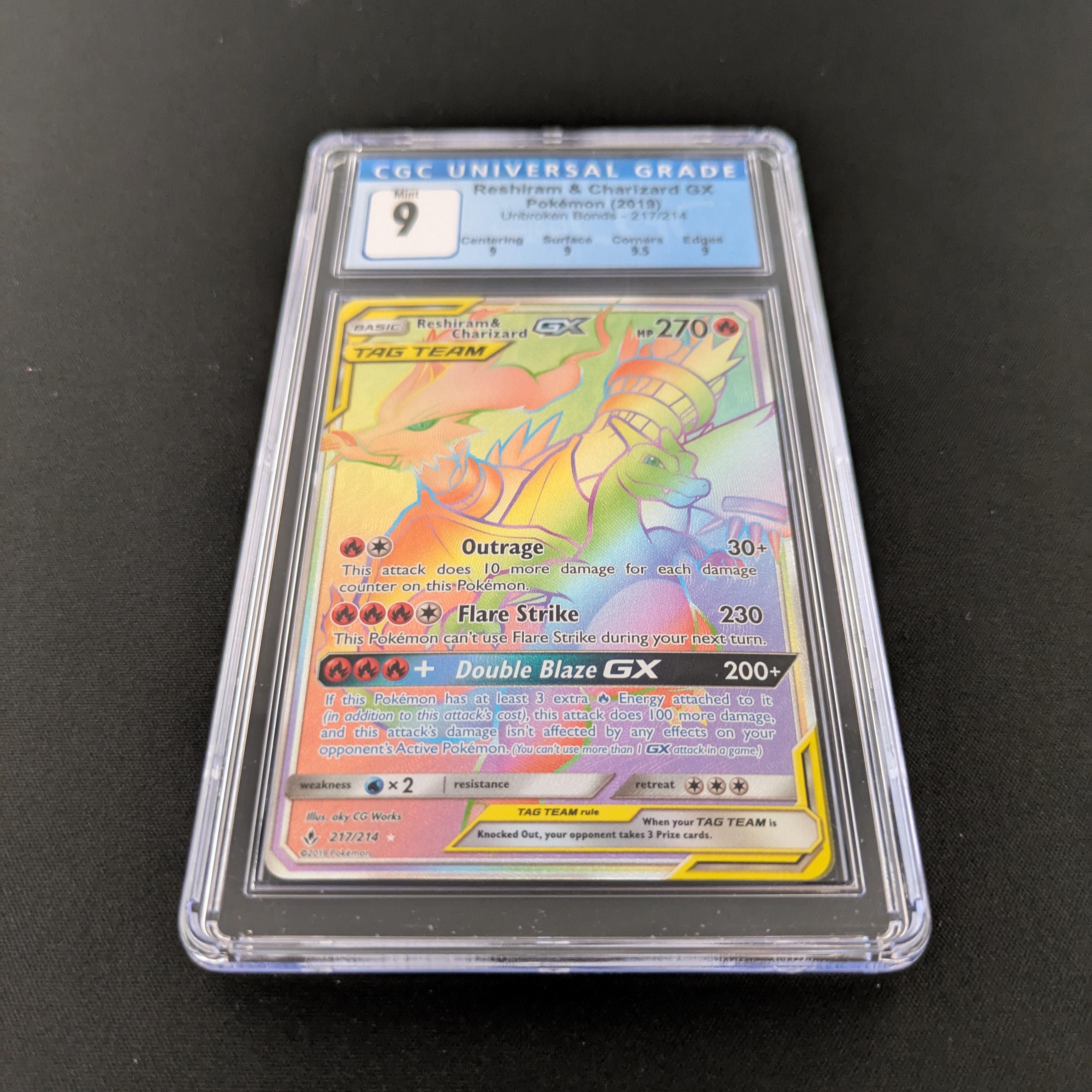 PTCG Singles - Reshiram & Charizard GX - UNB 217 - Unbroken Bonds - CGC 9 - 