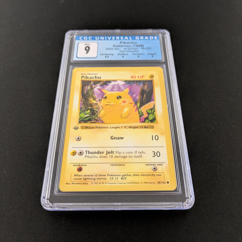 PTCG Singles - Pikachu (1. Edition, Red Cheeks) - BS 58 - Base Set - CGC 9 - 