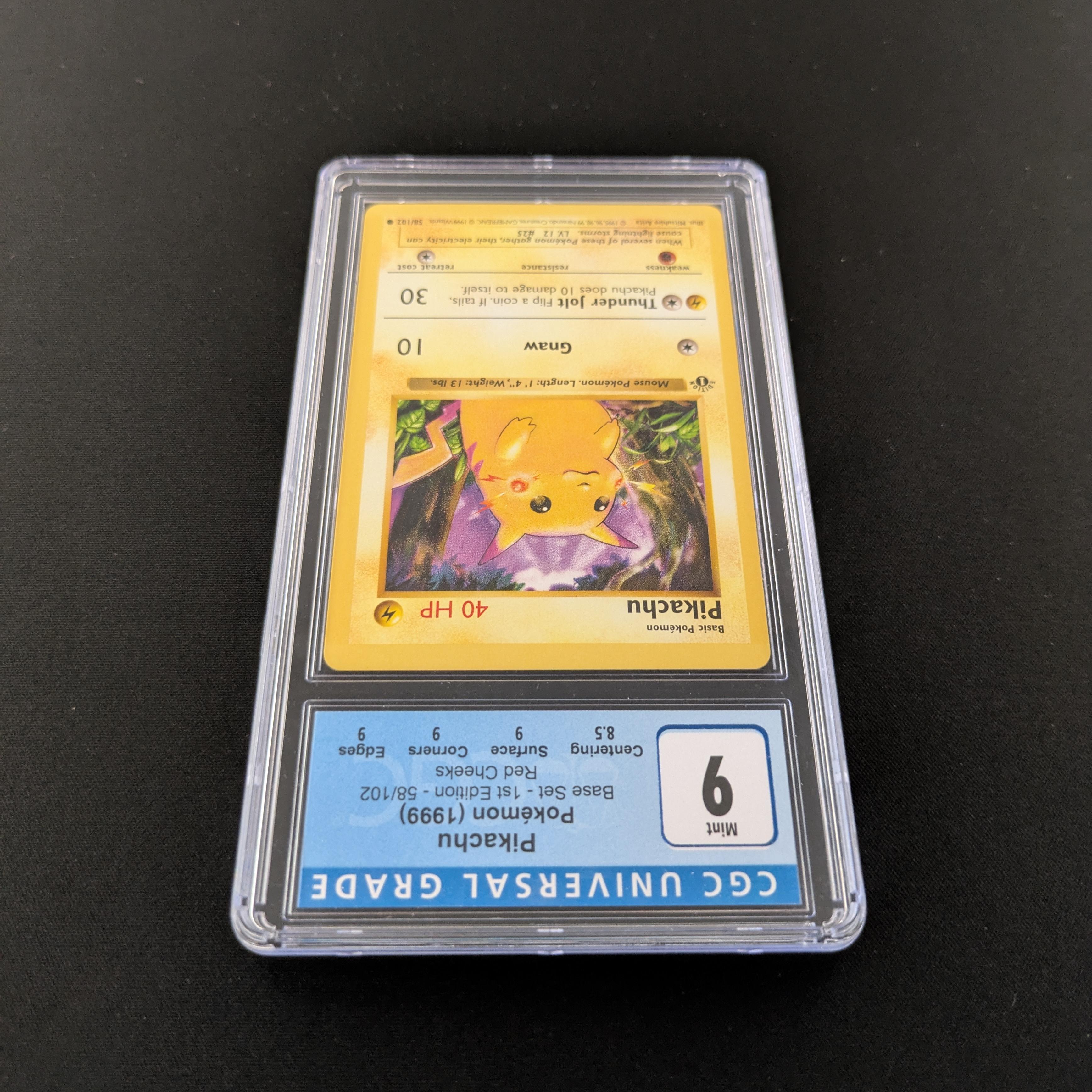 PTCG Singles - Pikachu (1. Edition, Red Cheeks) - BS 58 - Base Set - CGC 9 - 