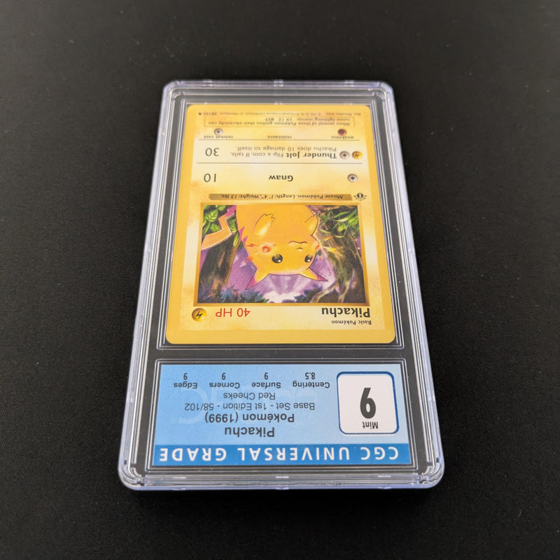 PTCG Singles - Pikachu (1. Edition, Red Cheeks) - BS 58 - Base Set - CGC 9 - 