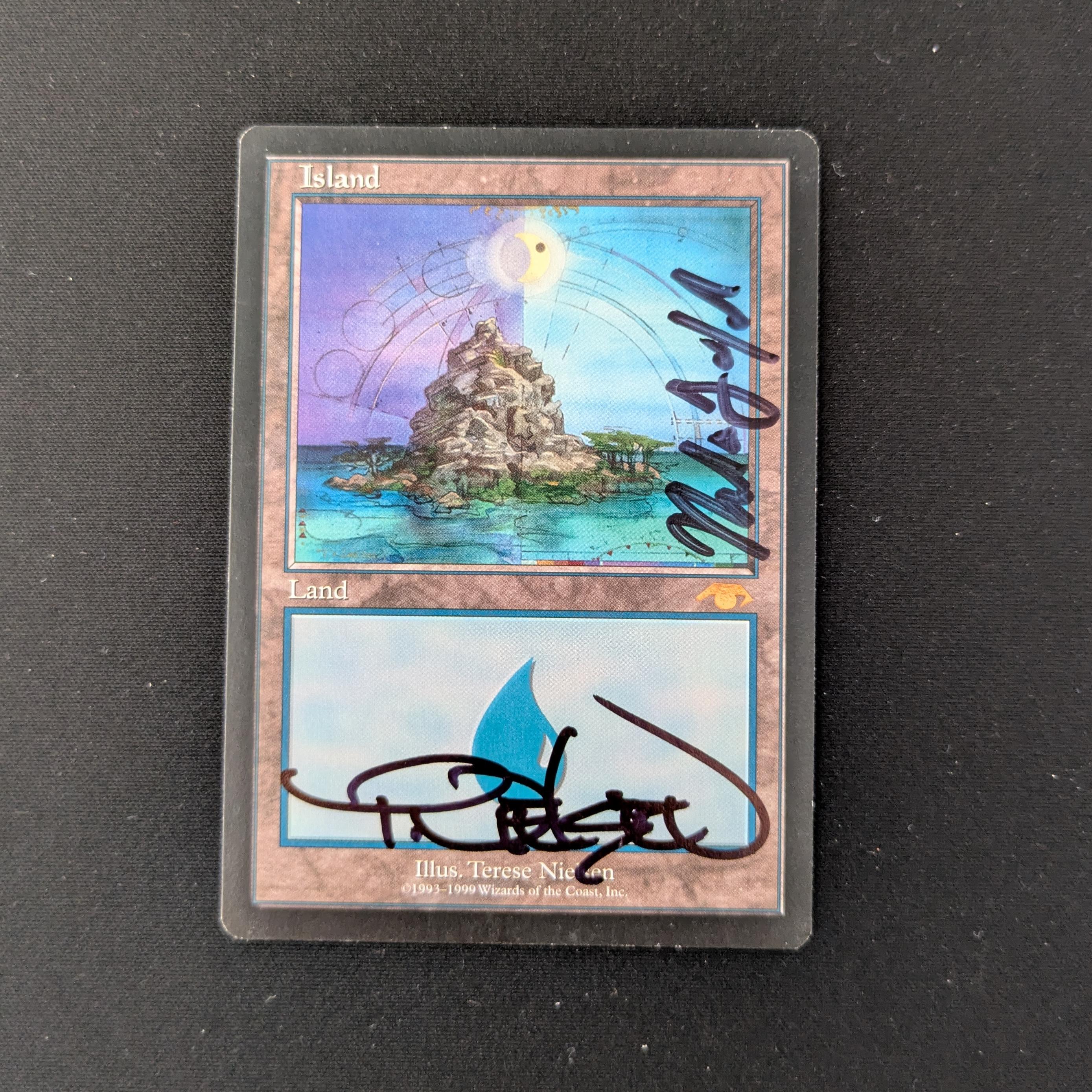 MTG Singles - Island - Guru Lands - EX, SIGNED BY GARFIELD & NIELSON - 