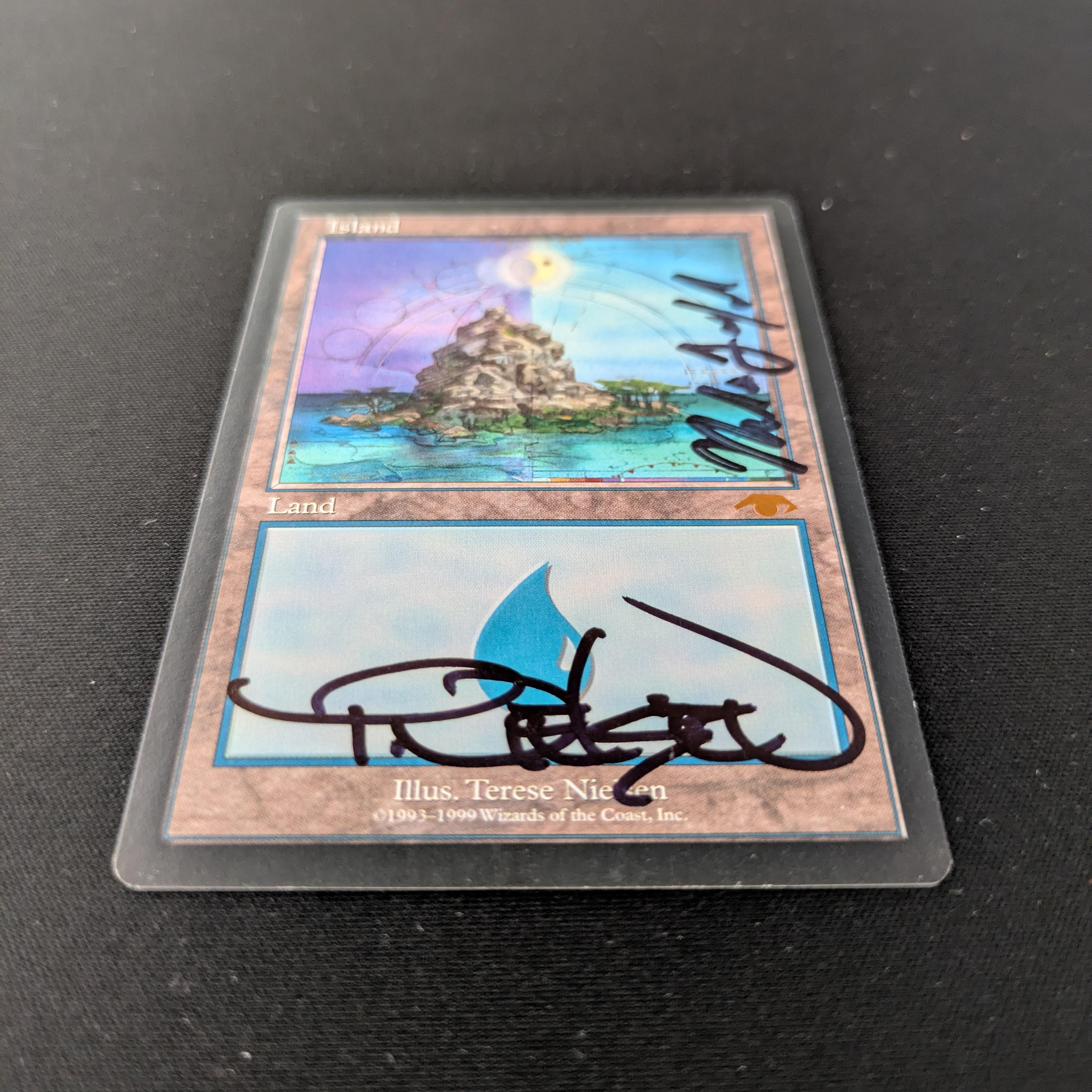MTG Singles - Island - Guru Lands - EX, SIGNED BY GARFIELD & NIELSON - 
