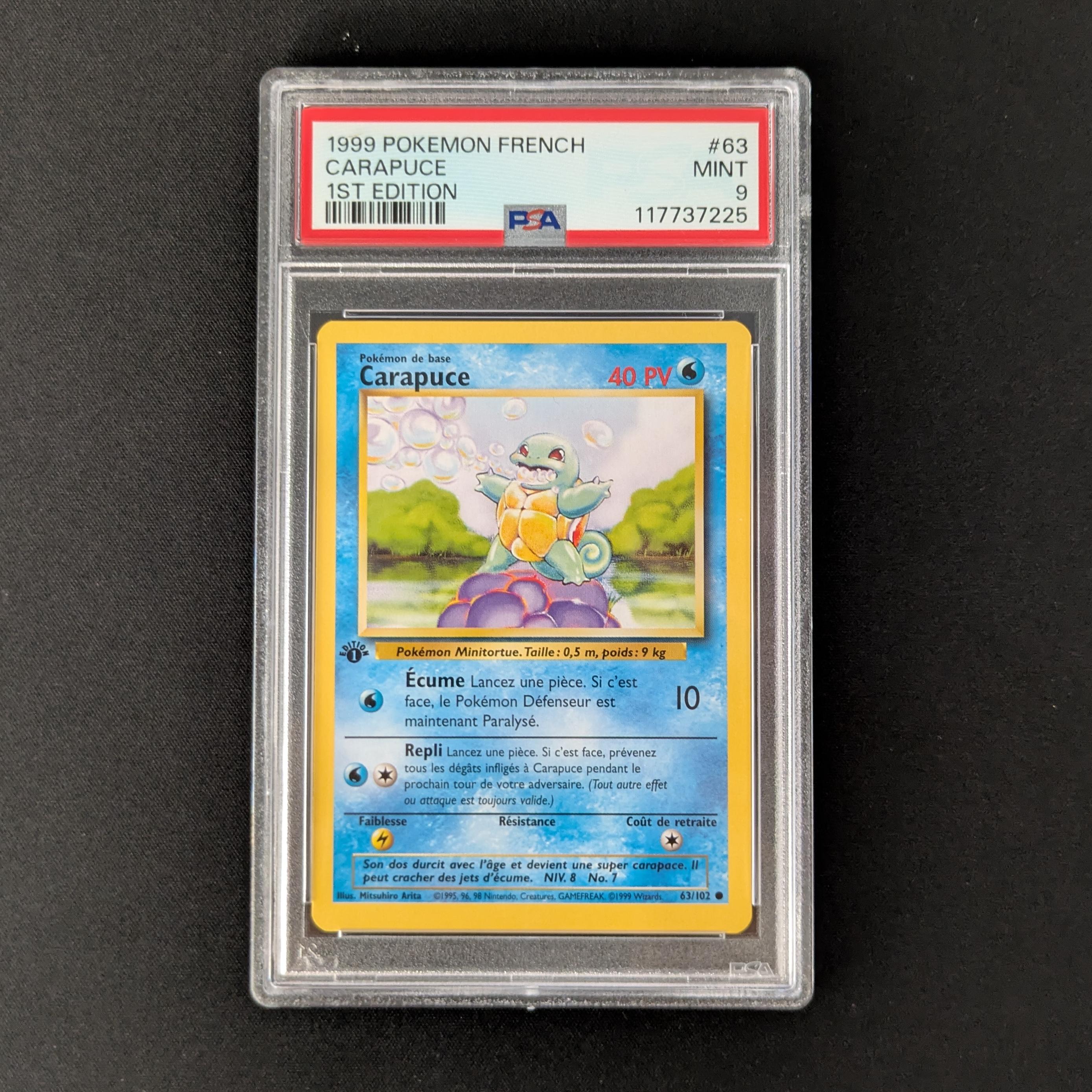 PTCG Singles - Squirtle (BS 63) - Base Set - French - PSA 9 - 27656