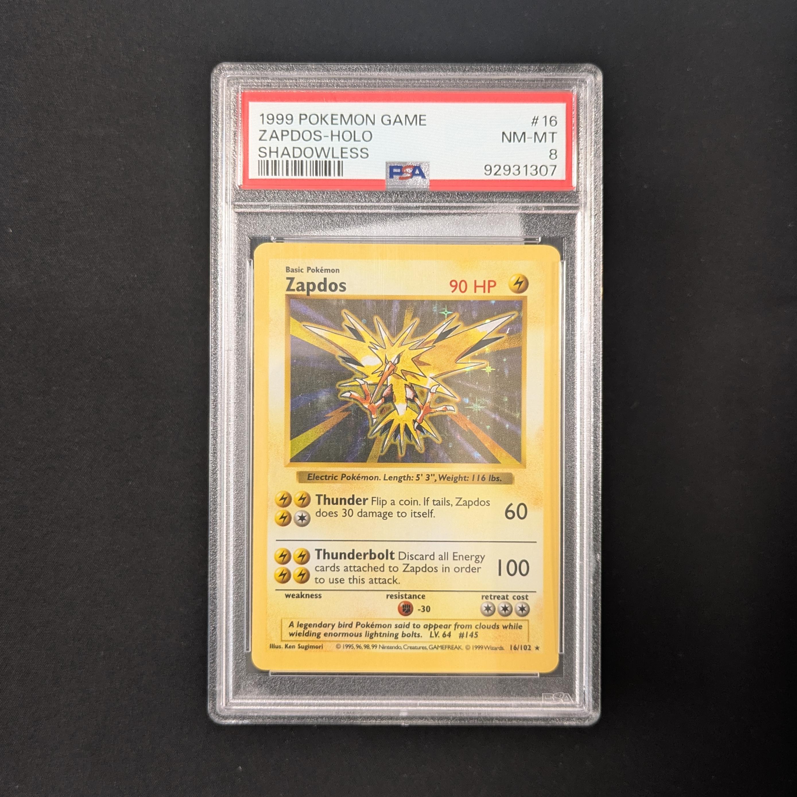 PTCG Singles - Zapdos (Shadowless) (BS 16) - Base Set - 