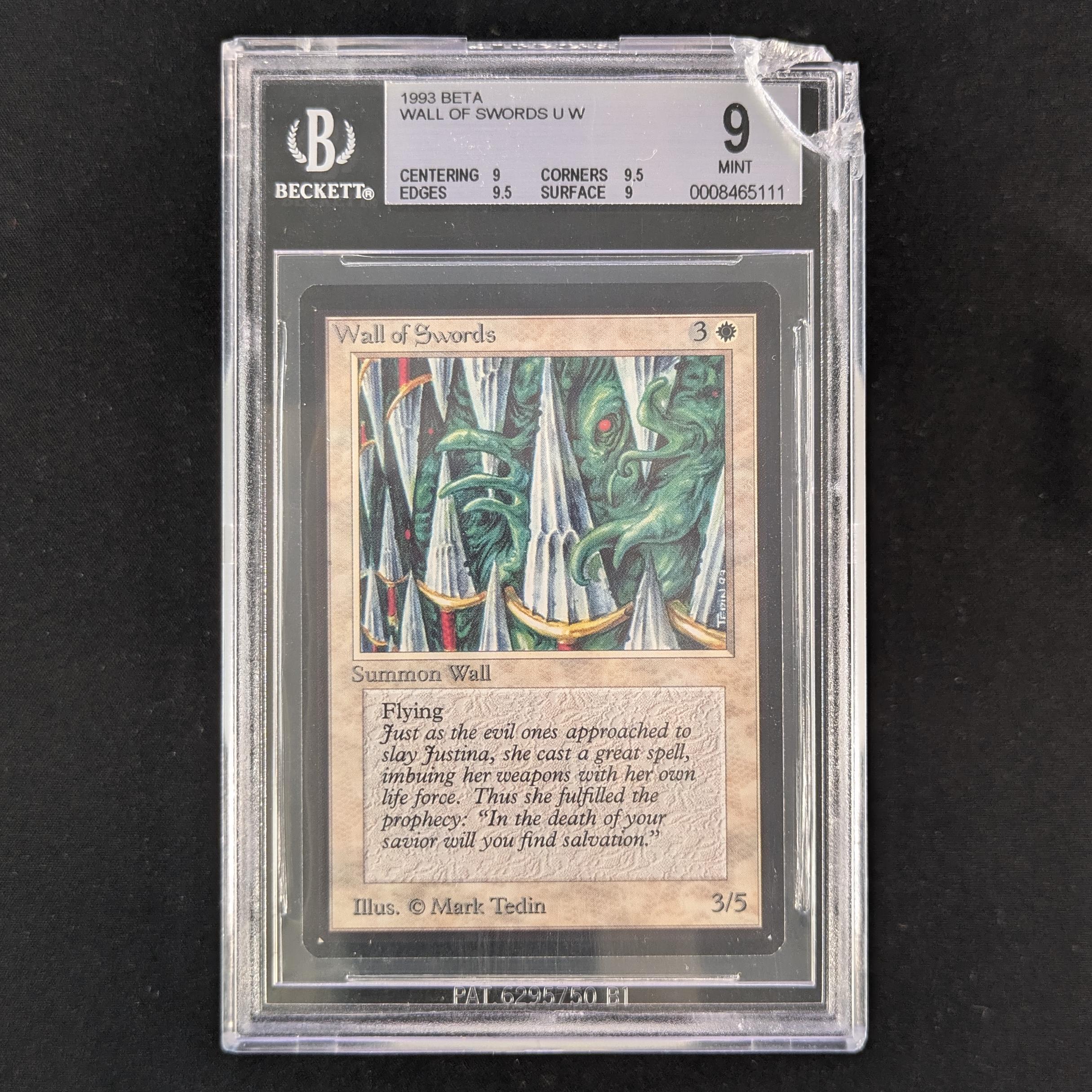 MTG Singles - Wall of Swords - Beta - BGS 9, DAMAGED SLAB - 