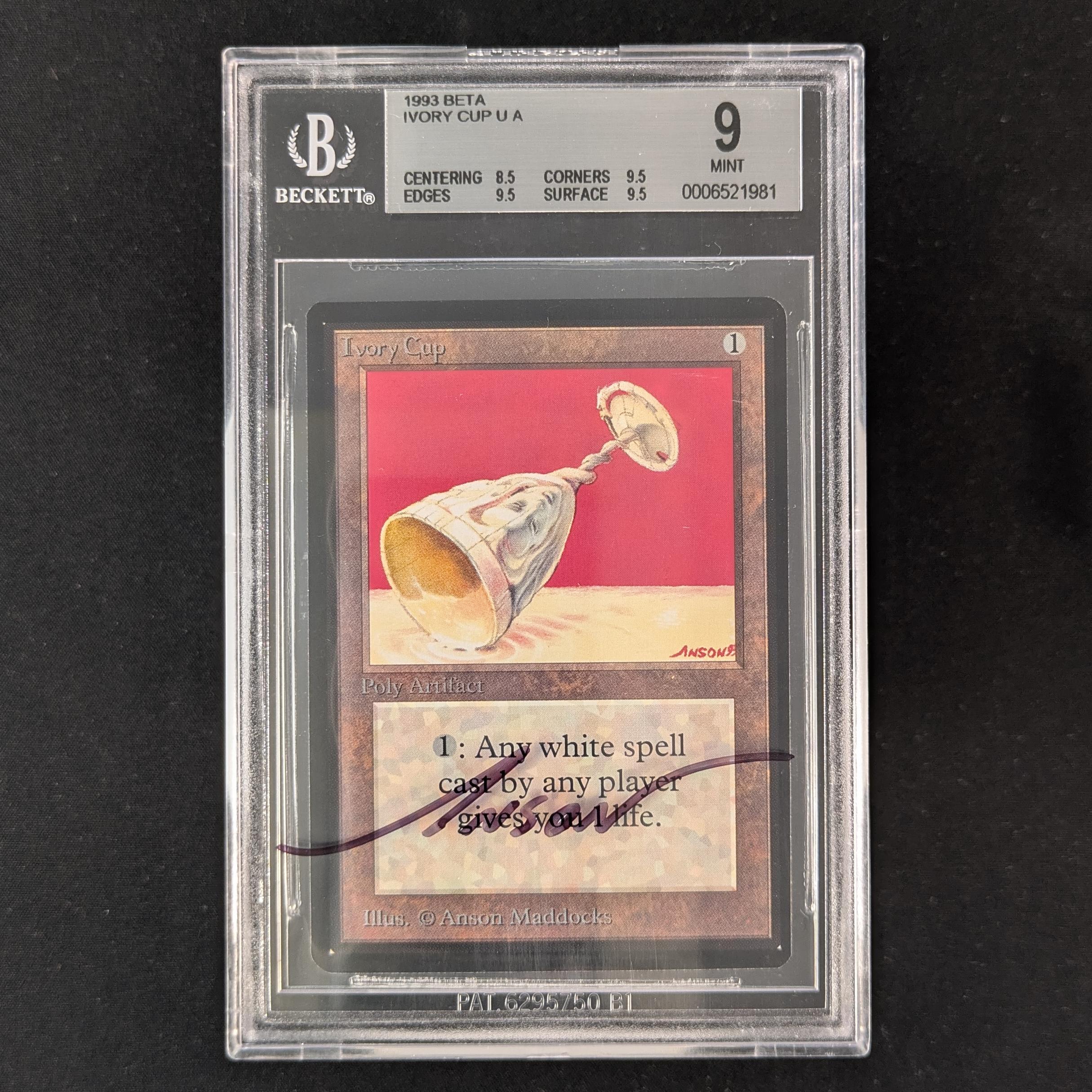 MTG Singles - Ivory Cup - Beta - BGS 9, SIGNED ON SLAB - 