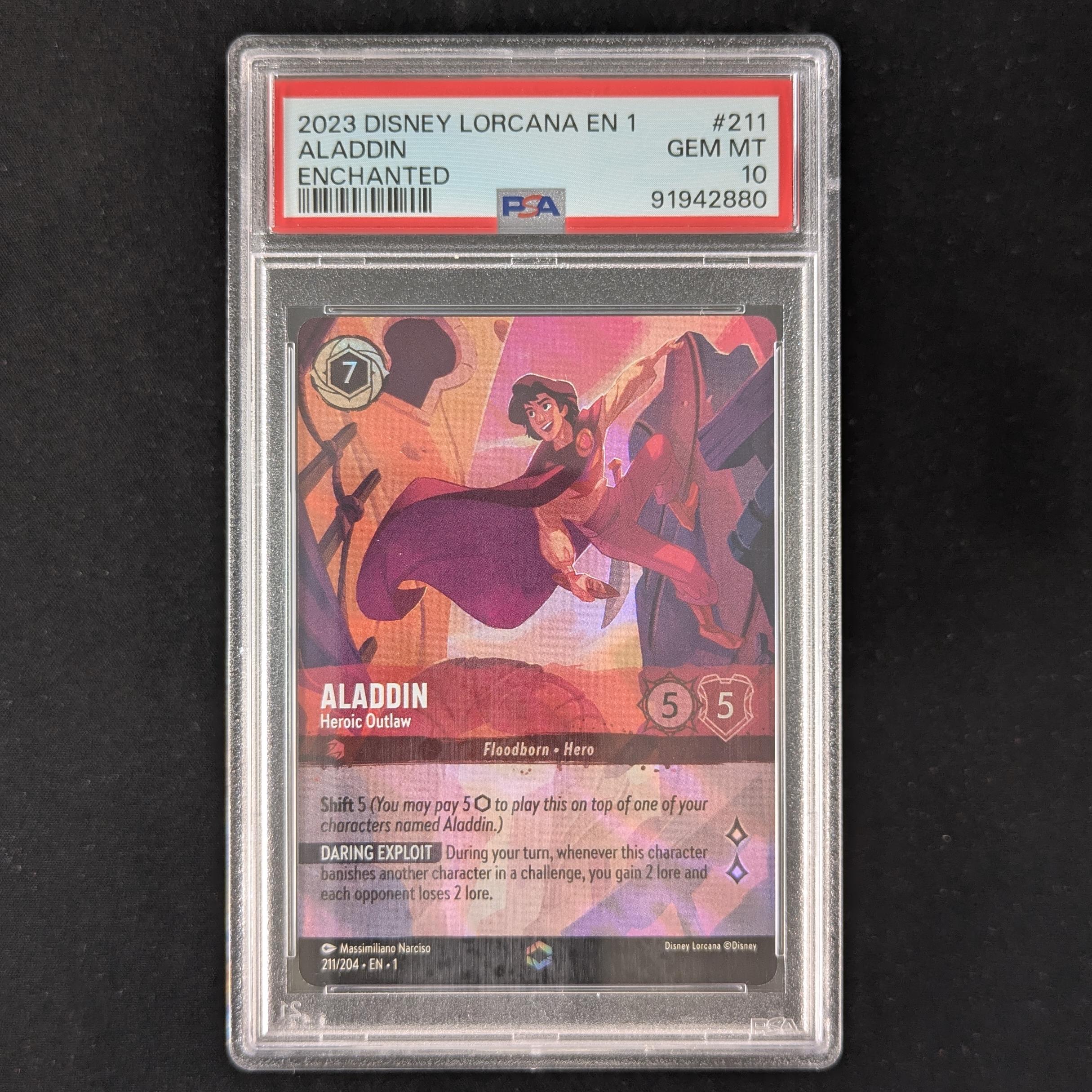 Lorcana Singles - Aladdin Heroic Outlaw - The First Chapter - PSA 10 - 