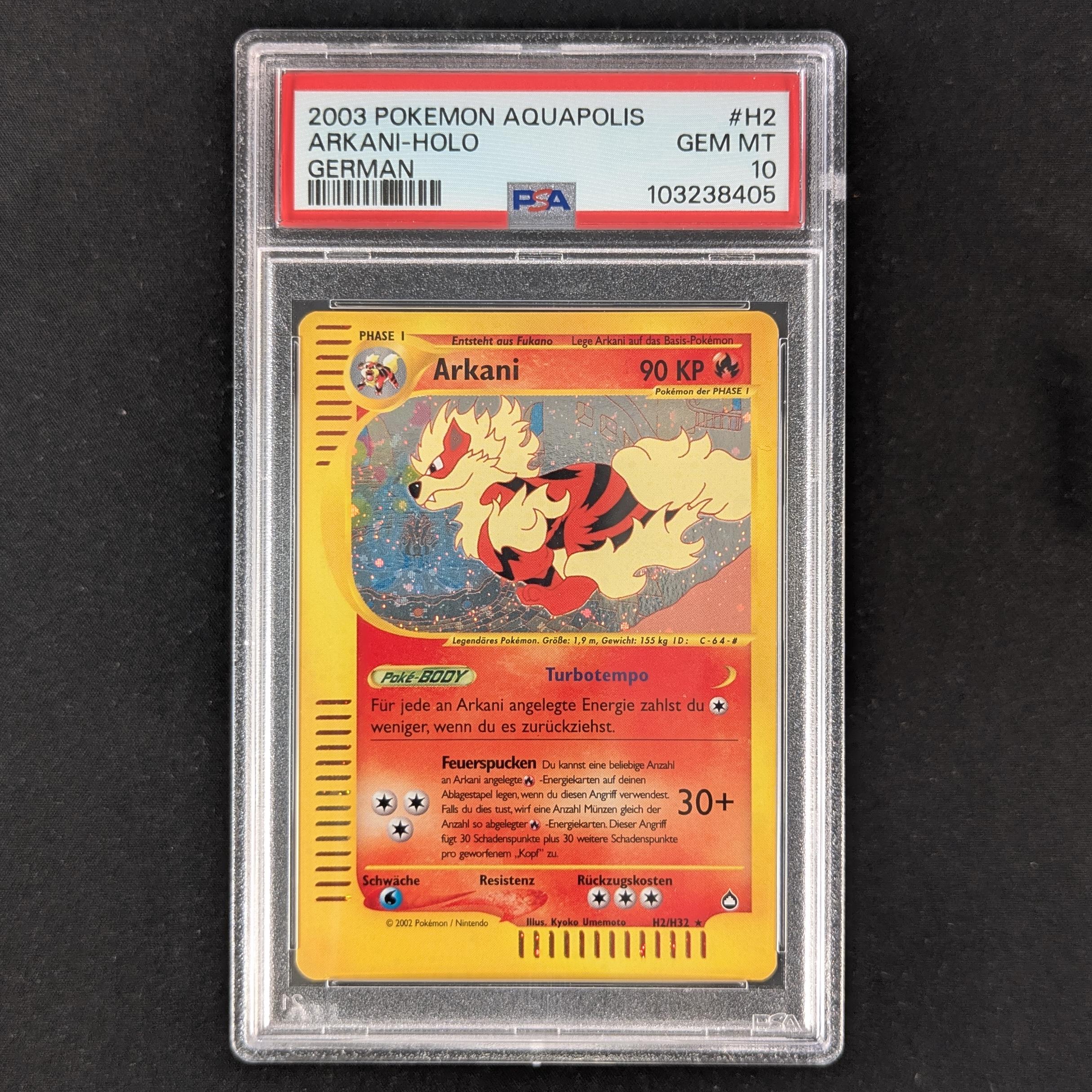 PTCG Singles - Arcanine (AQ H2) - - German - PSA 10 - 32464