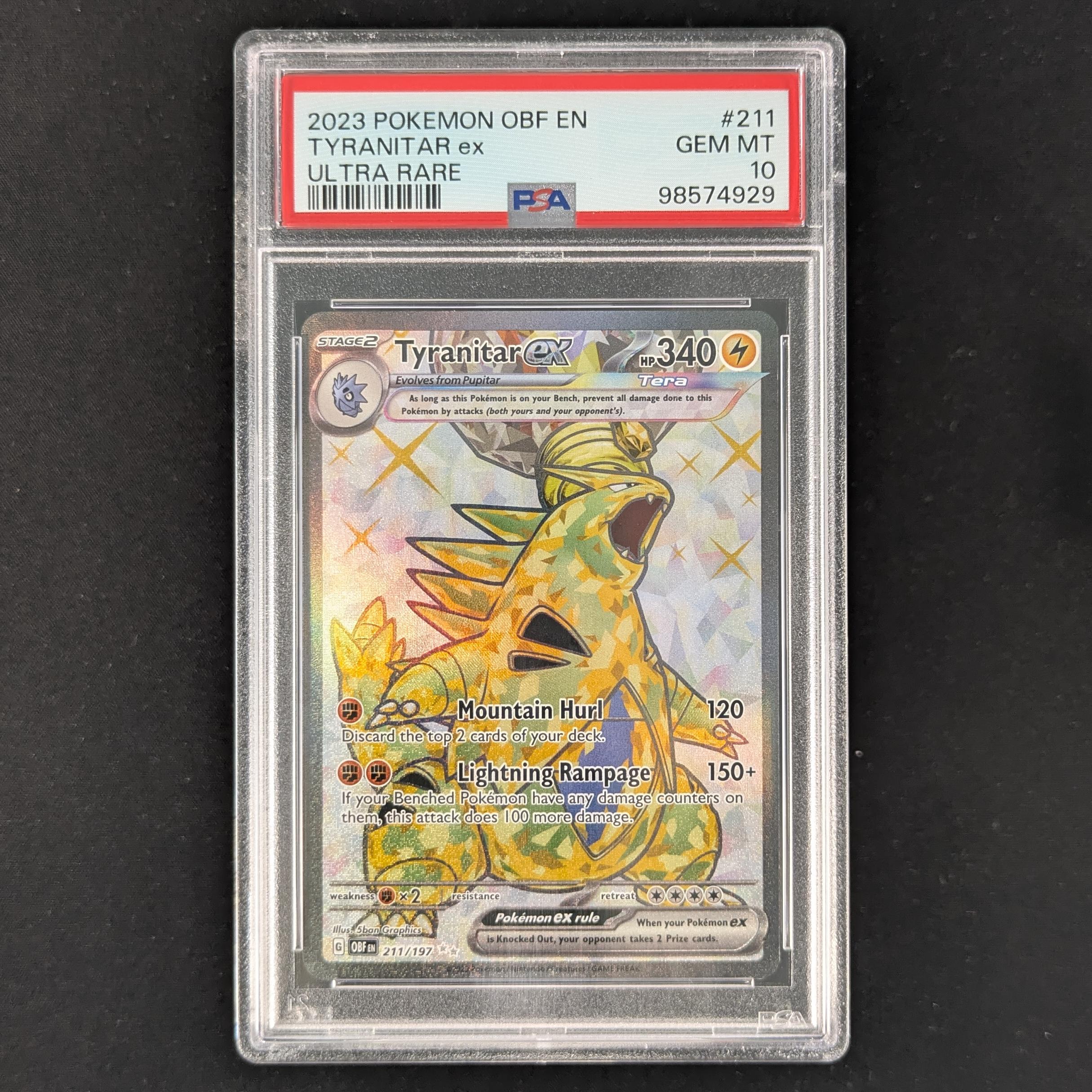 PTCG Singles - Tyranitar ex (OBF 211) - Obsidian Flames - PSA 10 - 