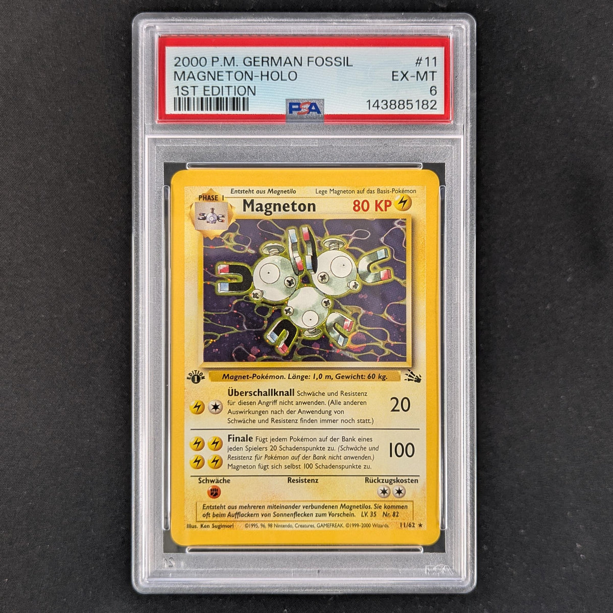first edition magneton pokemon card (FO 11) - Fossil - German - PSA 6 Style:Symbiotic Swarm tmnt (Dont apply Weakness and Nuestra Magia SP |