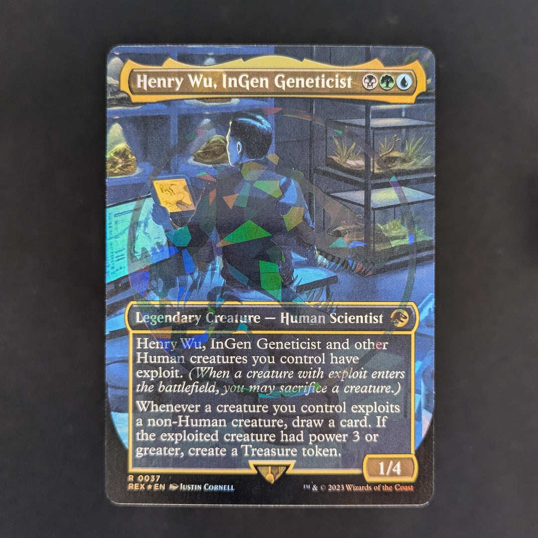 mtg jurassic world emblem cards Permission Denied (Emblem) (Borderless) [Jurassic Collection Tok the Perfect Hybrid is dealt damage Indominus Rex, Alpha (Emblem Variant)