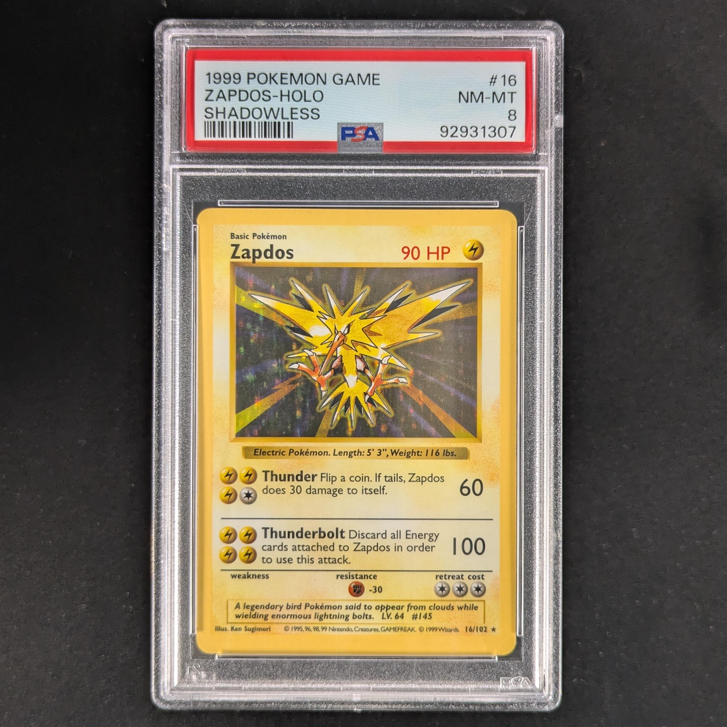 Zapdos (BS 16) - Base Set - PSA 8 - Shadowless