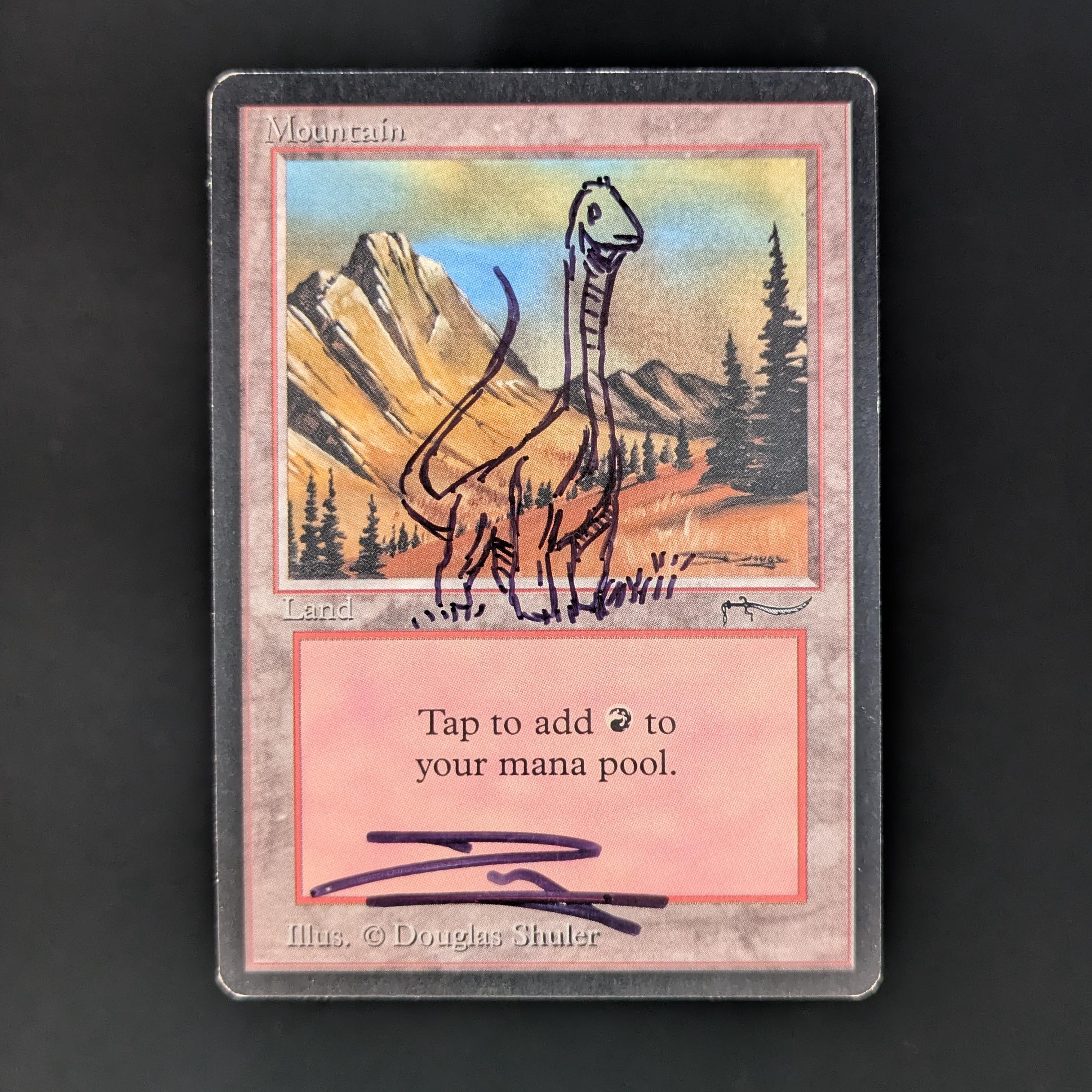 MTG Singles - Mountain - Arabian Nights - GD - SIGNED, ALTERED - 33700