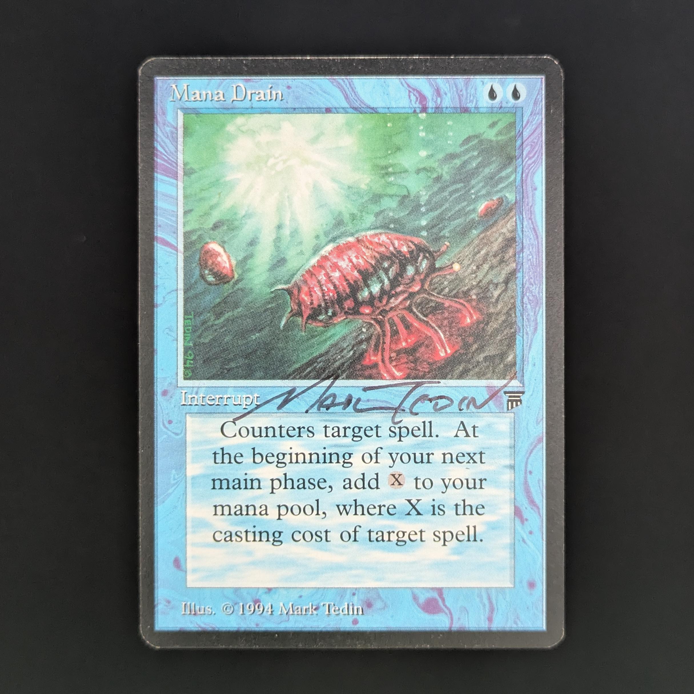 MTG Singles - Mana Drain - Legends - GD - SIGNED - 34004